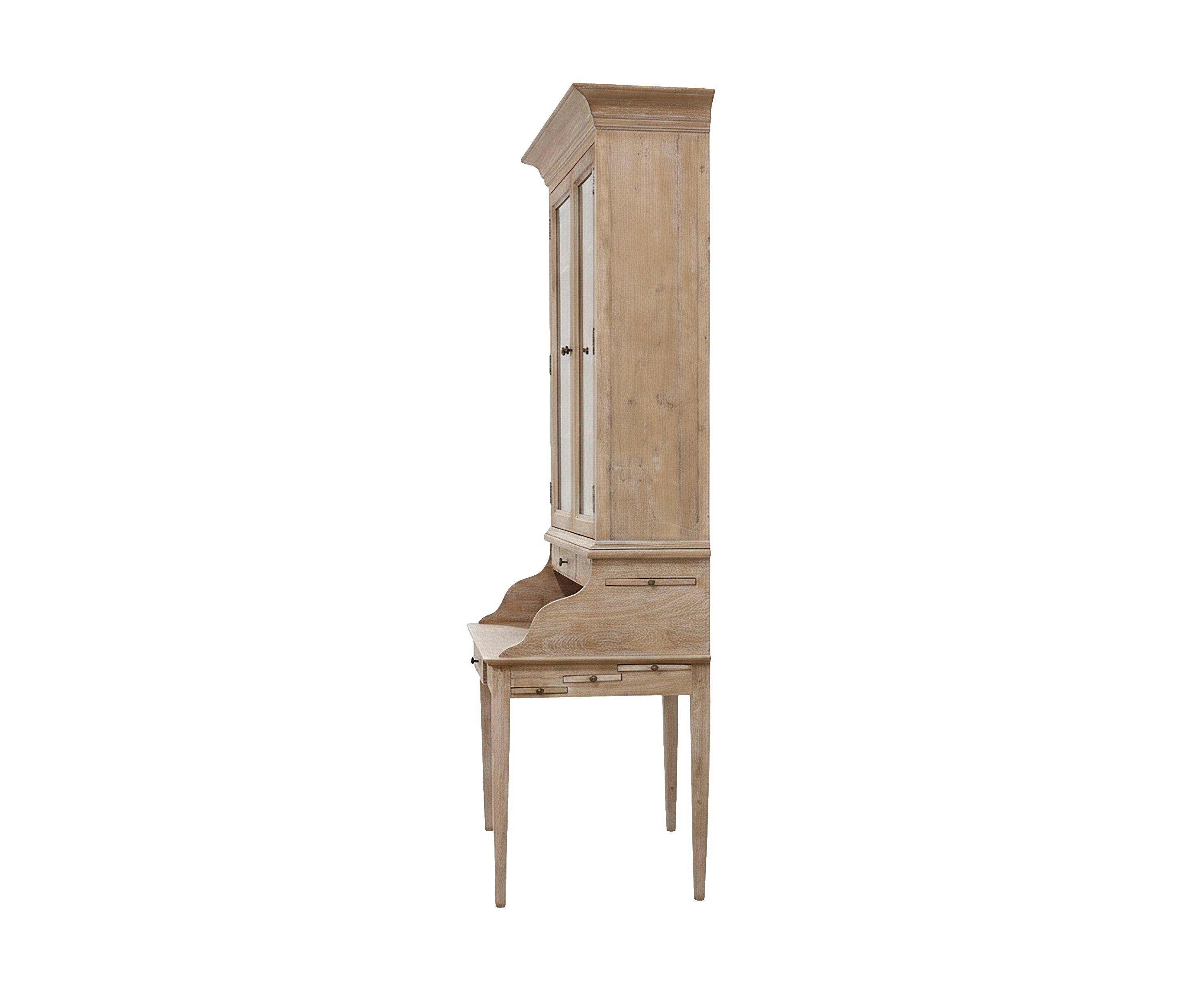 Wooden Study Table with Glass Door Cabinet and Display Storage