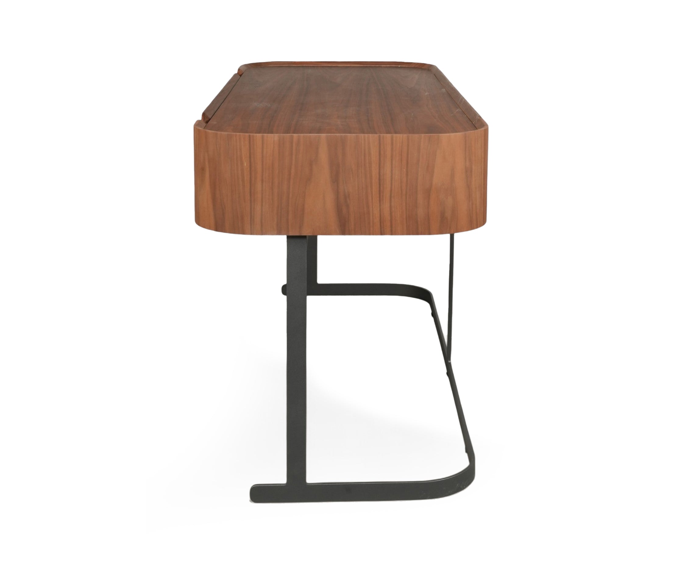 Modern Wooden Study Table with Metal Base and Storage Drawer