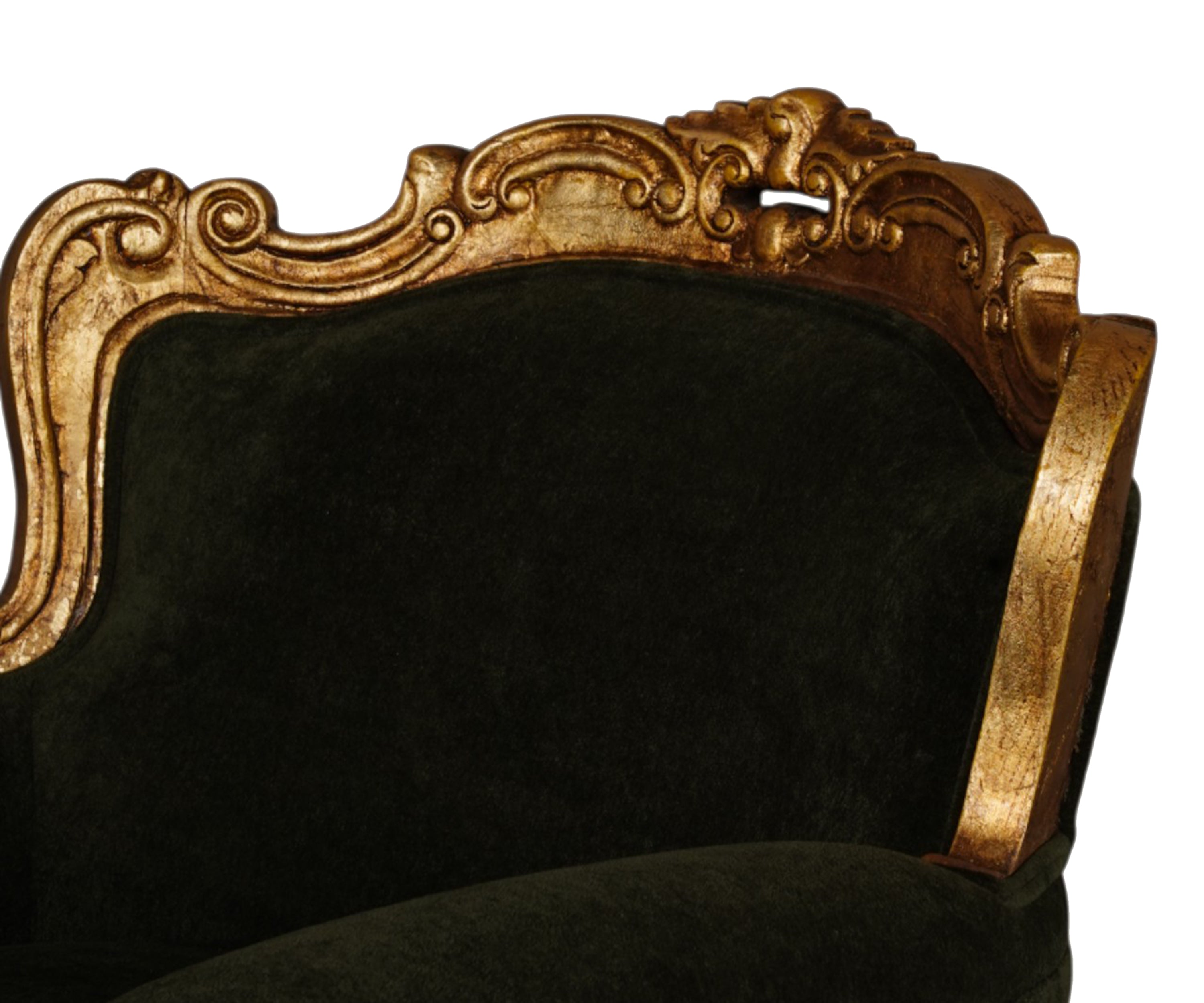 Baroque Velvet Single Sofa with Teak Wood Frame
