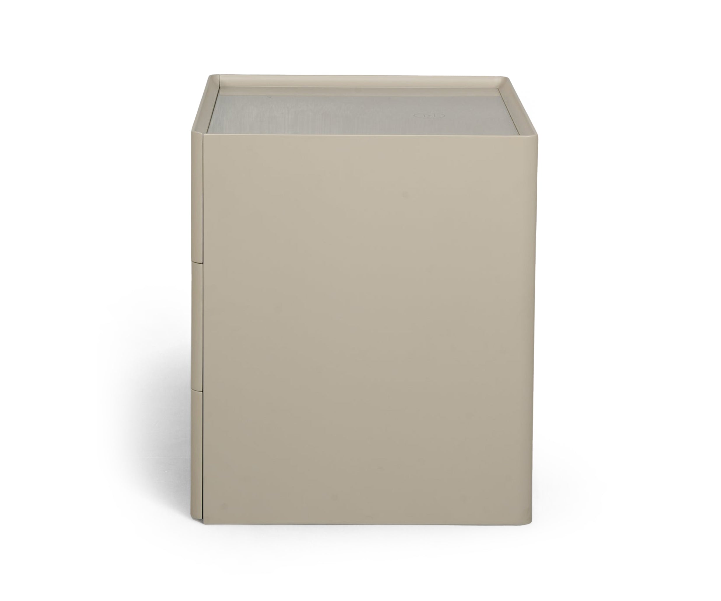 Taupe Cube 3-Drawer Bed Side Table