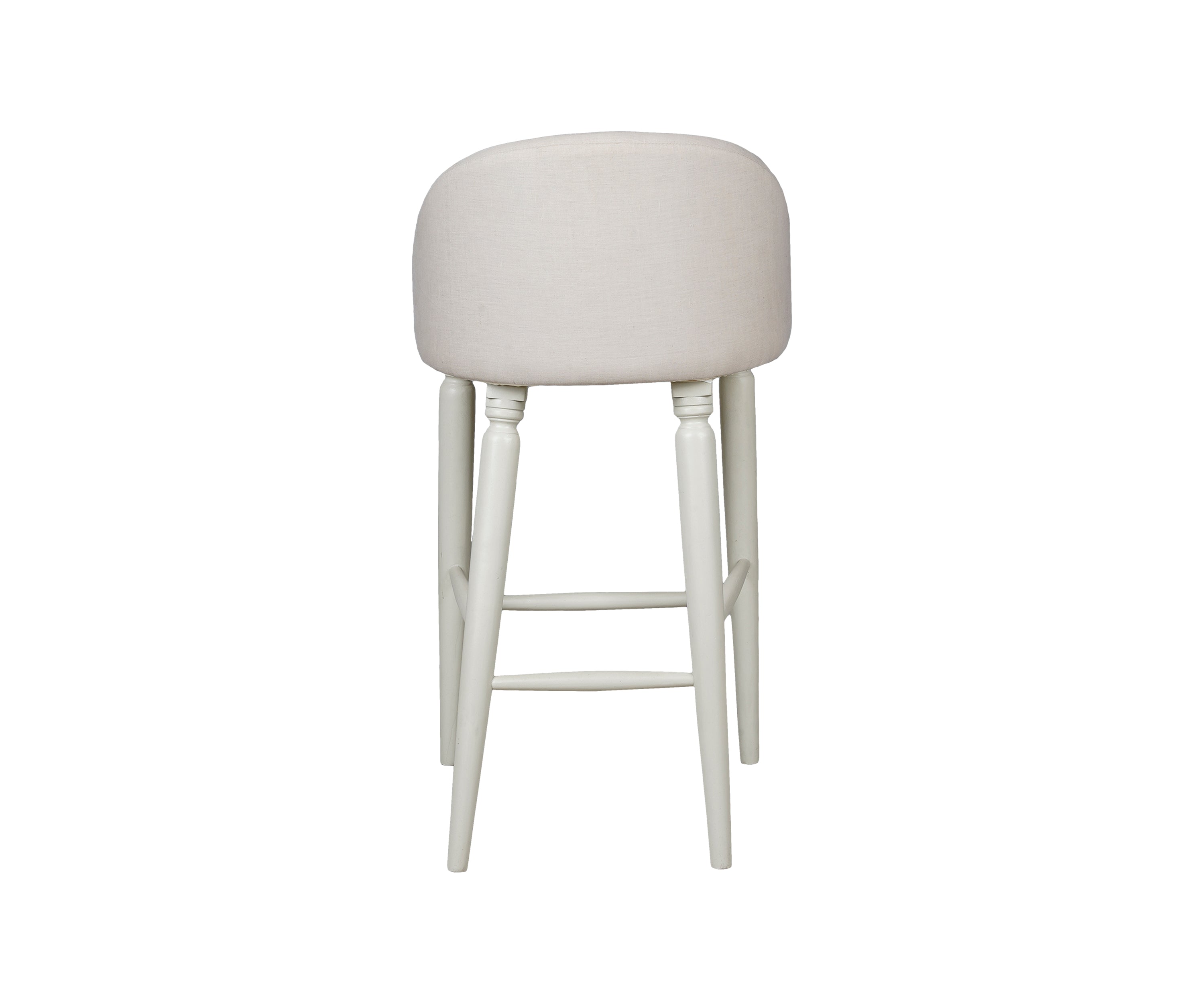 Ivory Upholstered Barrel Back Bar Chair with Wooden Legs