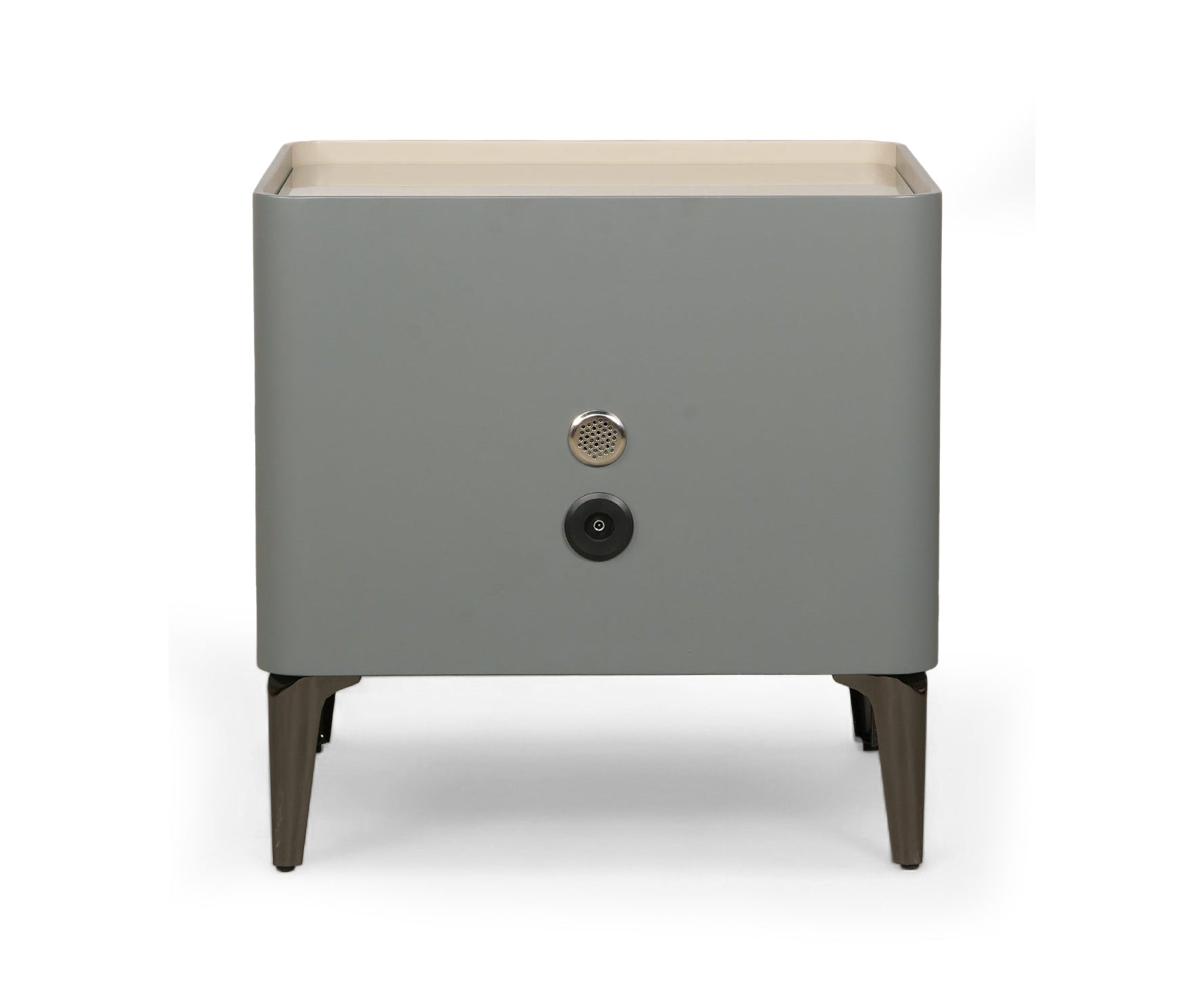 Taupe Duo Drawer Bed Side Table with Metal Legs