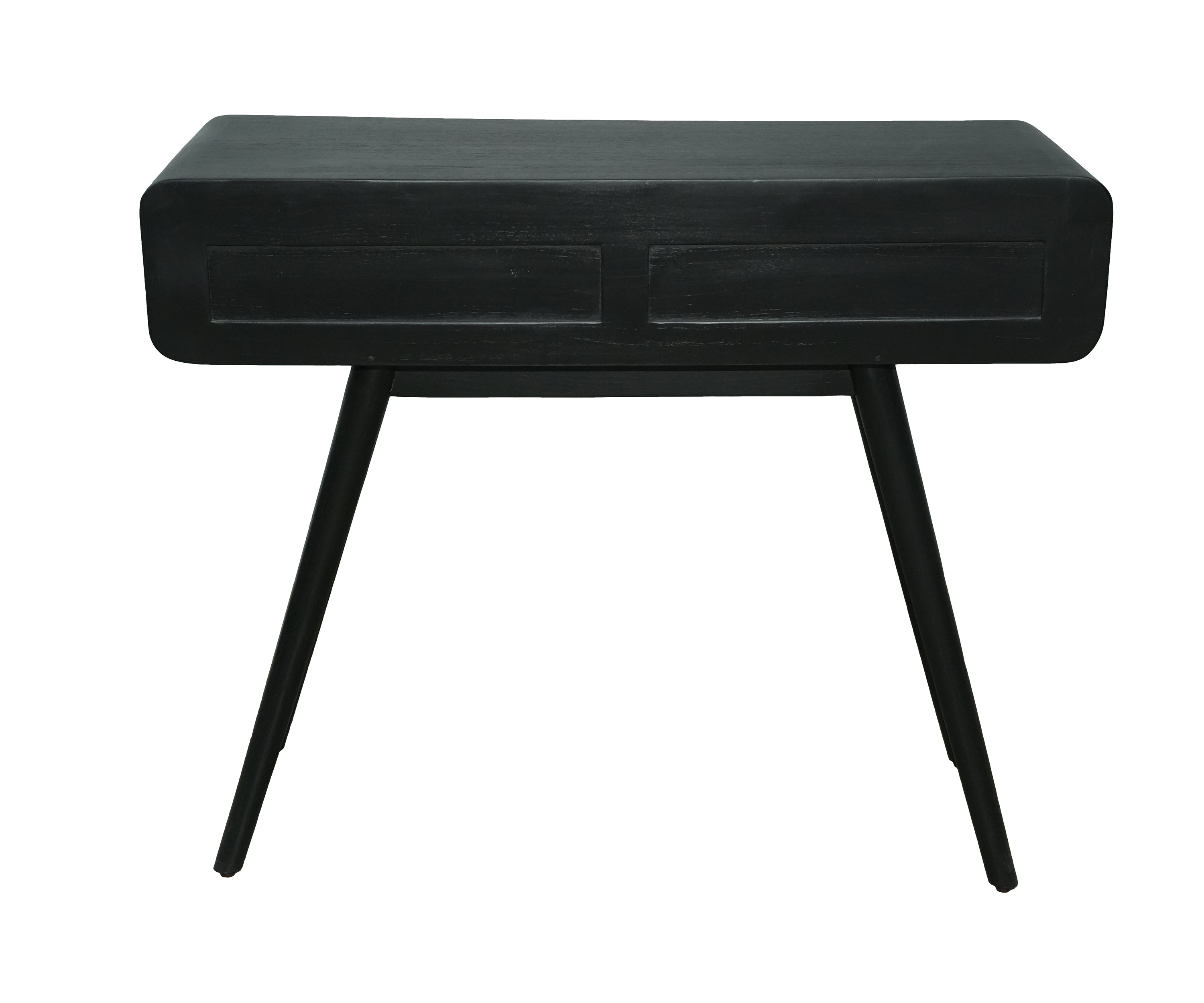 Black Wood Console Table with Cane Drawer Fronts