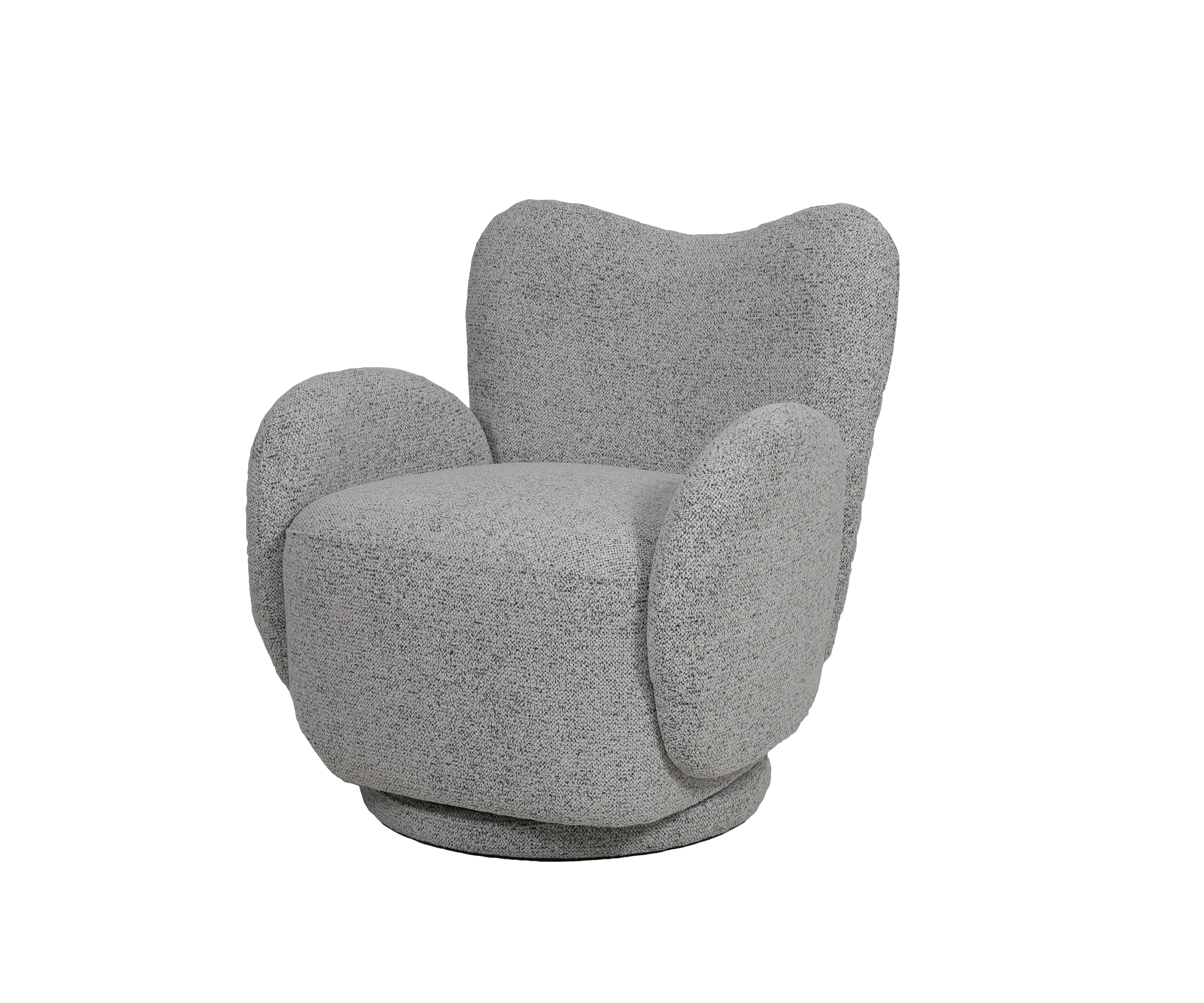 High-Back Swivel Accent Chair in Grey Boucle