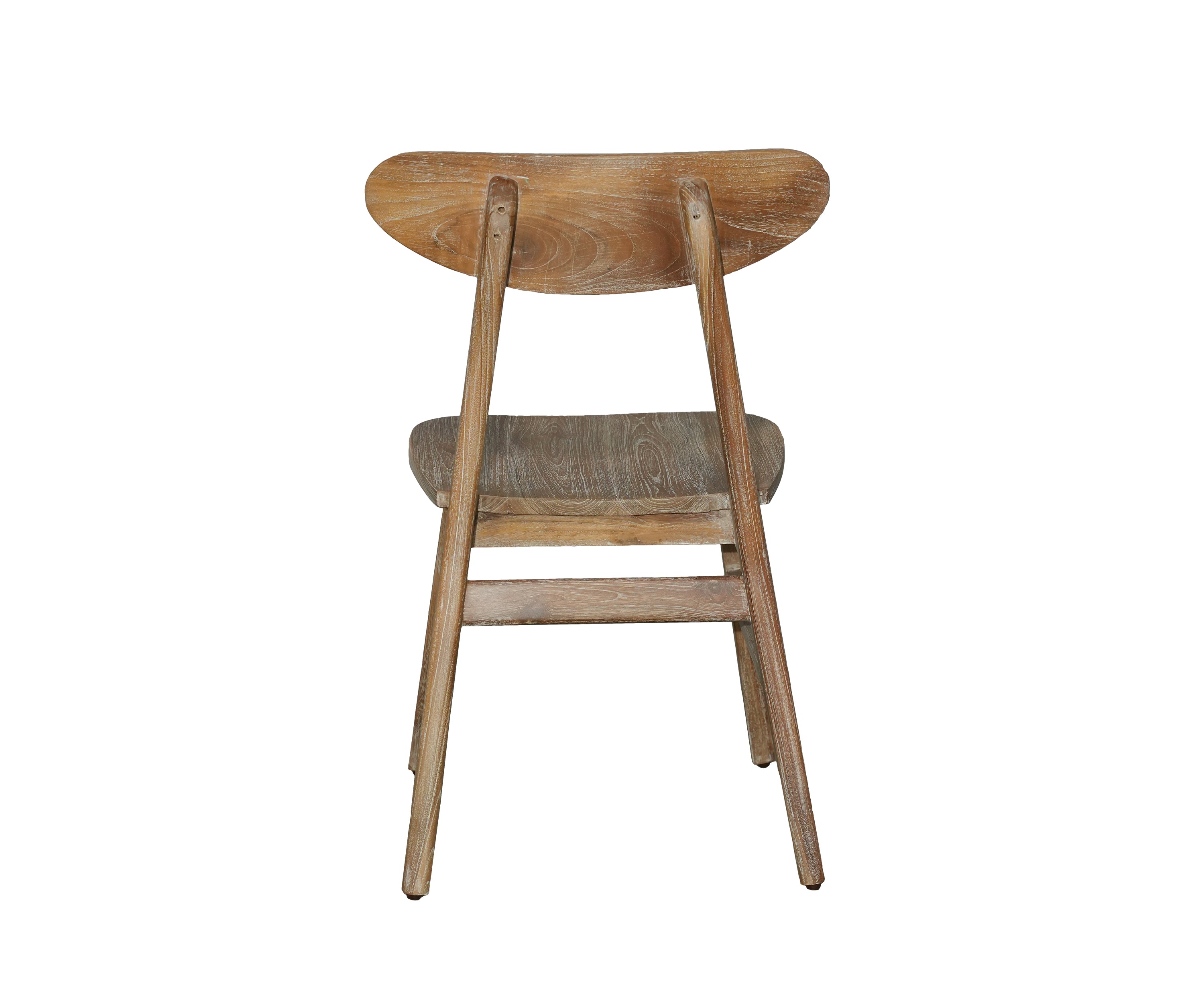 Rustic Teak Wood Dining Chair with Oval Backrest