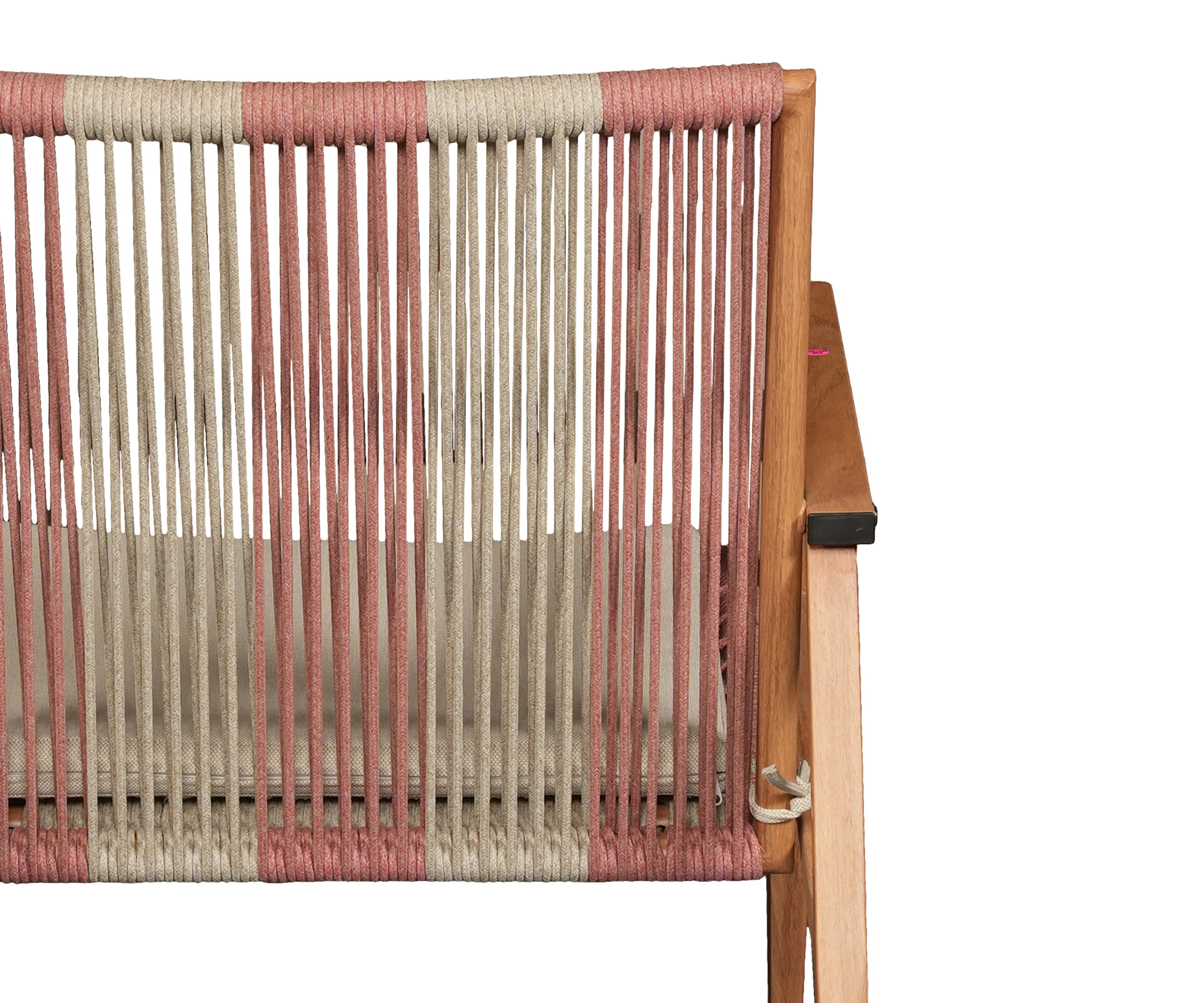 Pastel Pink Metal Armchair with Nylon Rope Backrest