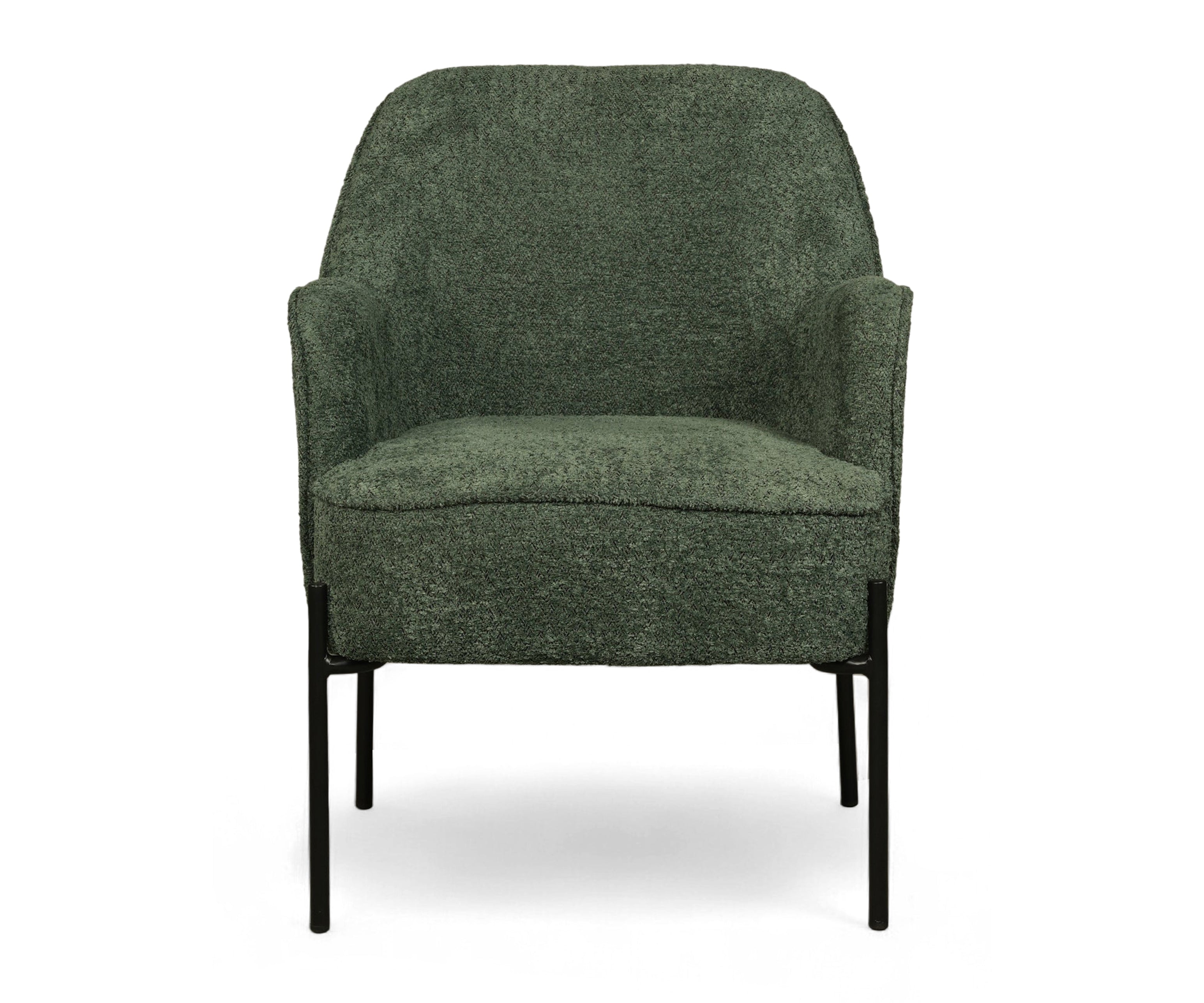 Green Bouclé Accent Arm Chair with Metal Legs