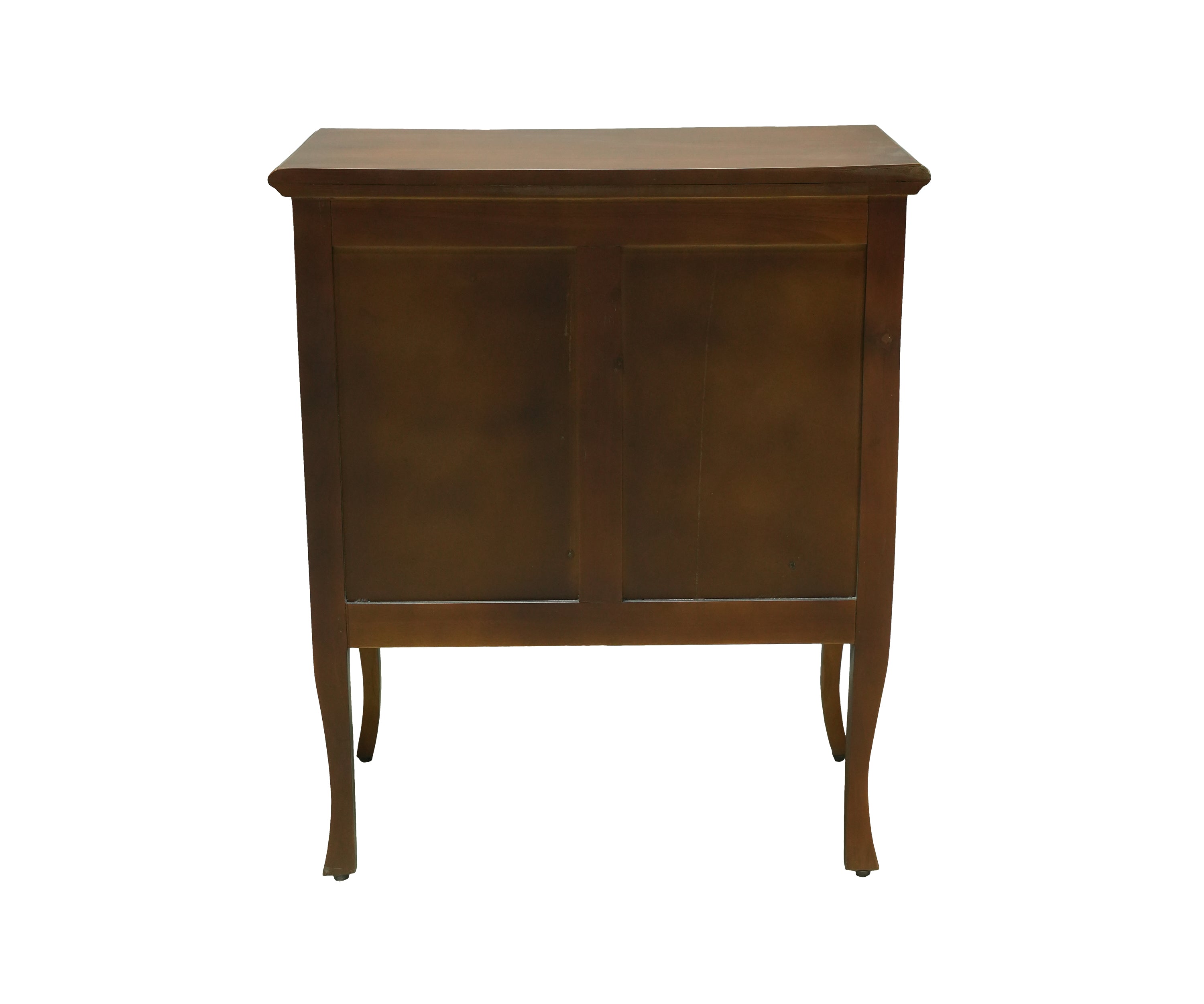 French Provincial Teak Glass Display Cabinet with Cabriole Legs