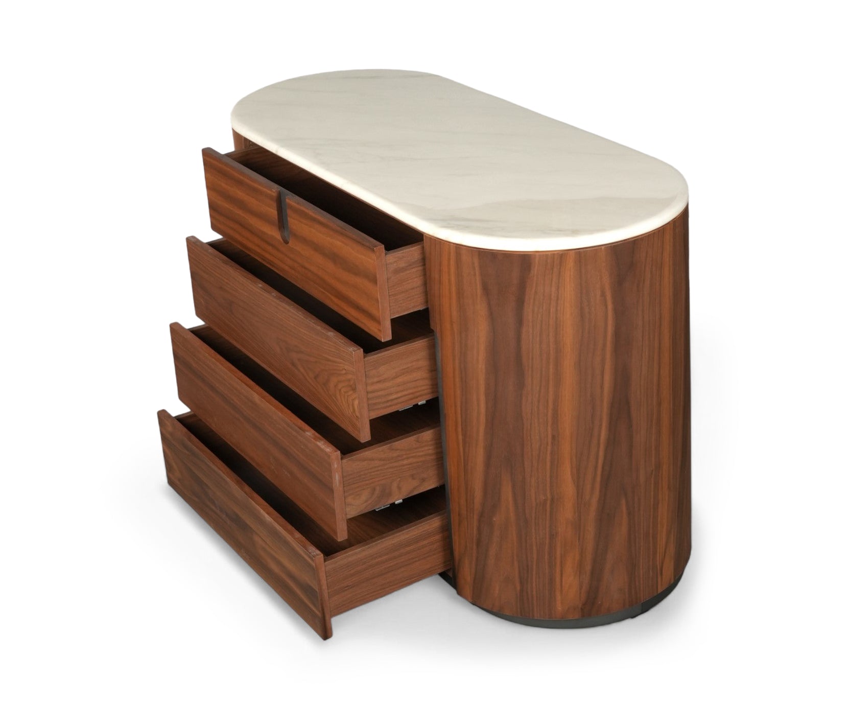 Modern Walnut Chest of Drawers with Marble Top