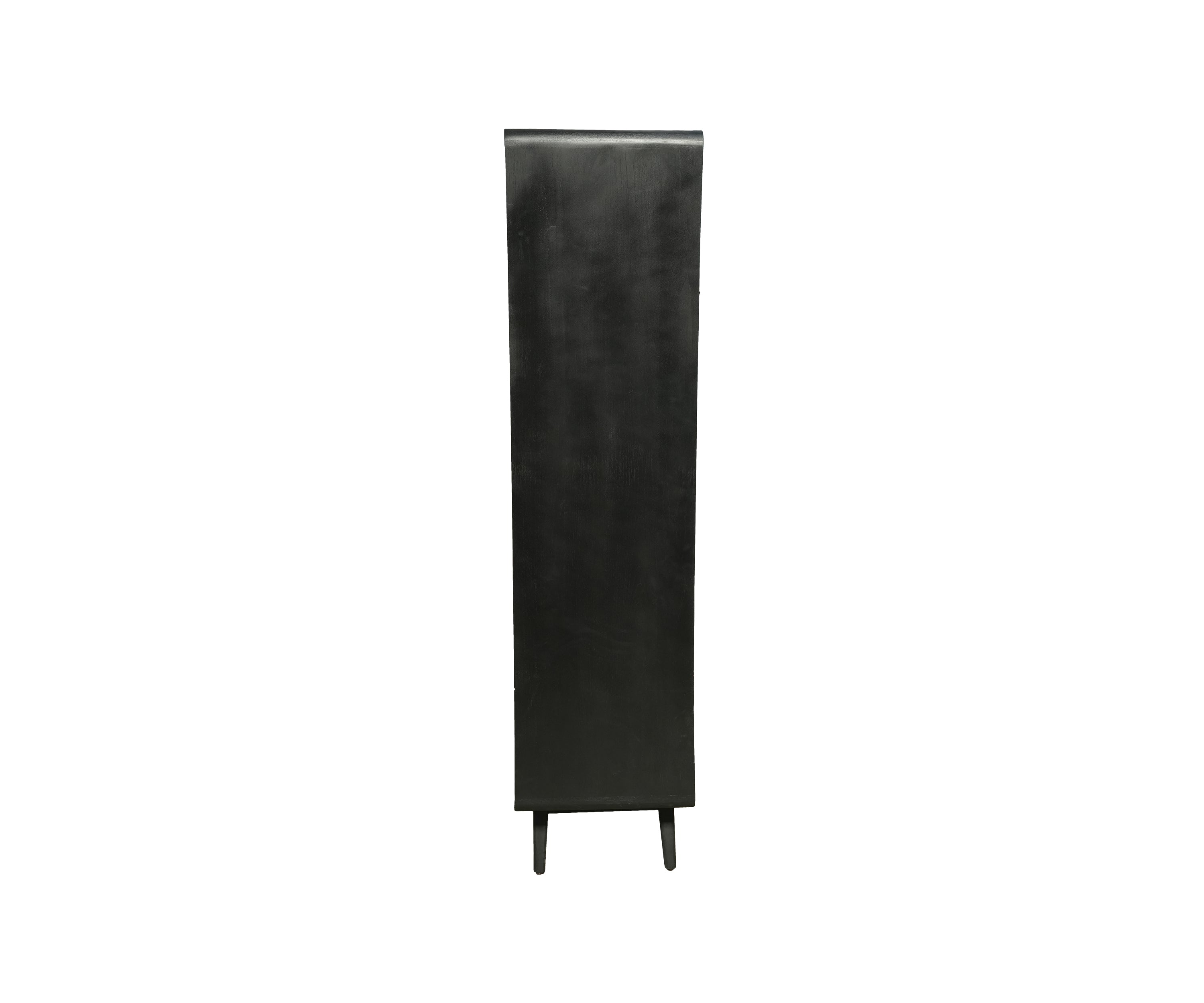 Black Teak and Cane Double Door Wardrobe with Drawers