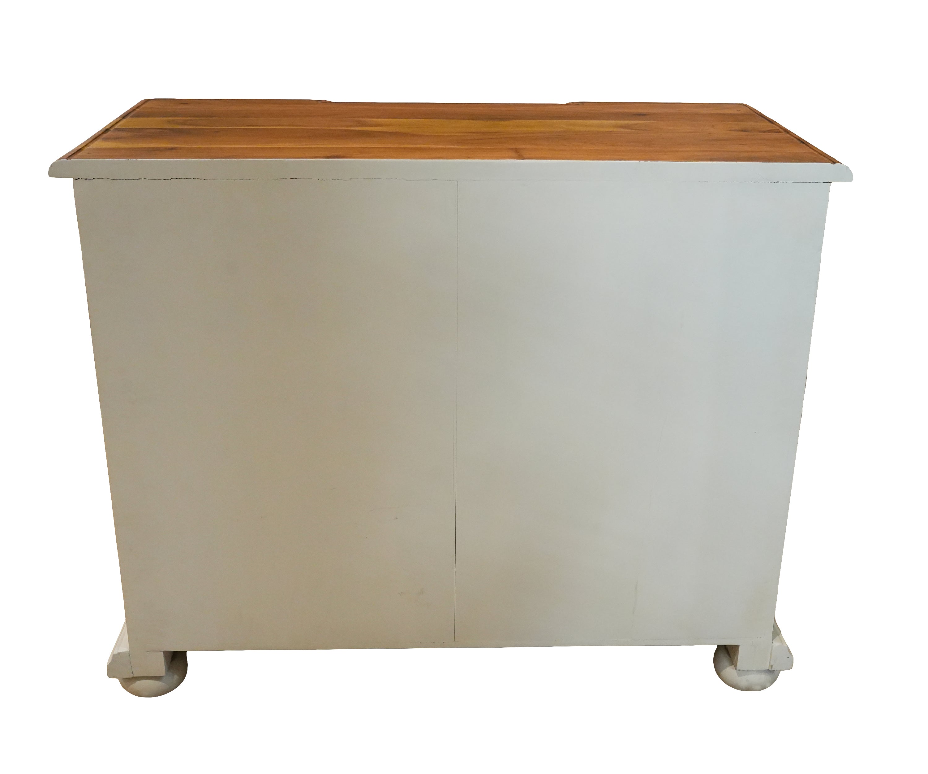Classic 4-Drawer White Wood Chest with Wooden Top