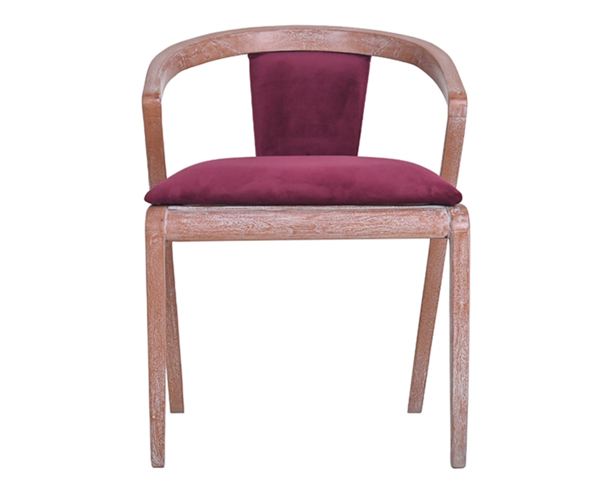 Curved Barrel Chair with Pink Cushioned Seat in Distress Finish