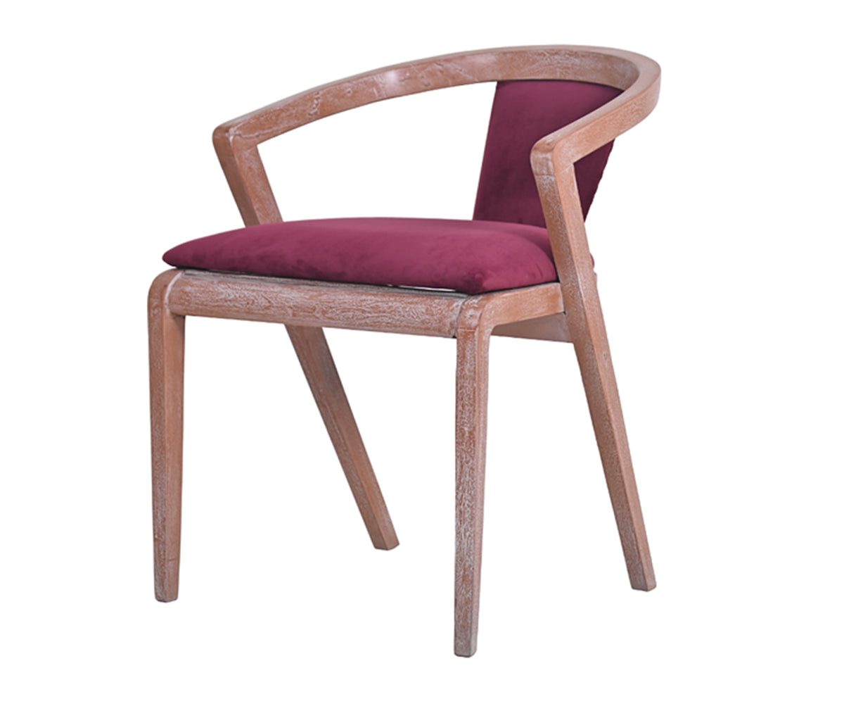 Curved Barrel Chair with Pink Cushioned Seat in Distress Finish