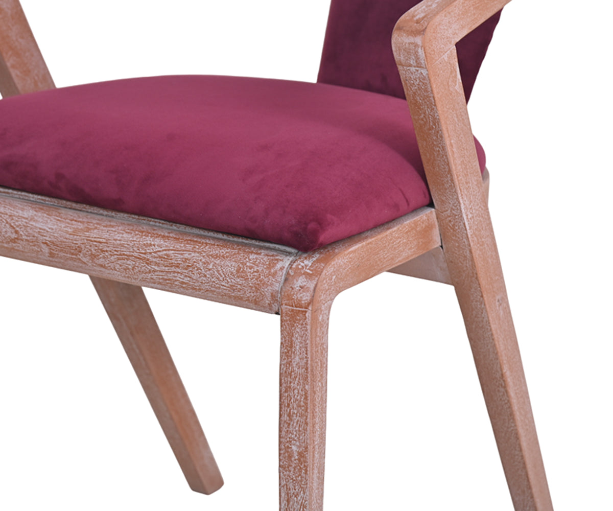 Curved Barrel Chair with Pink Cushioned Seat in Distress Finish