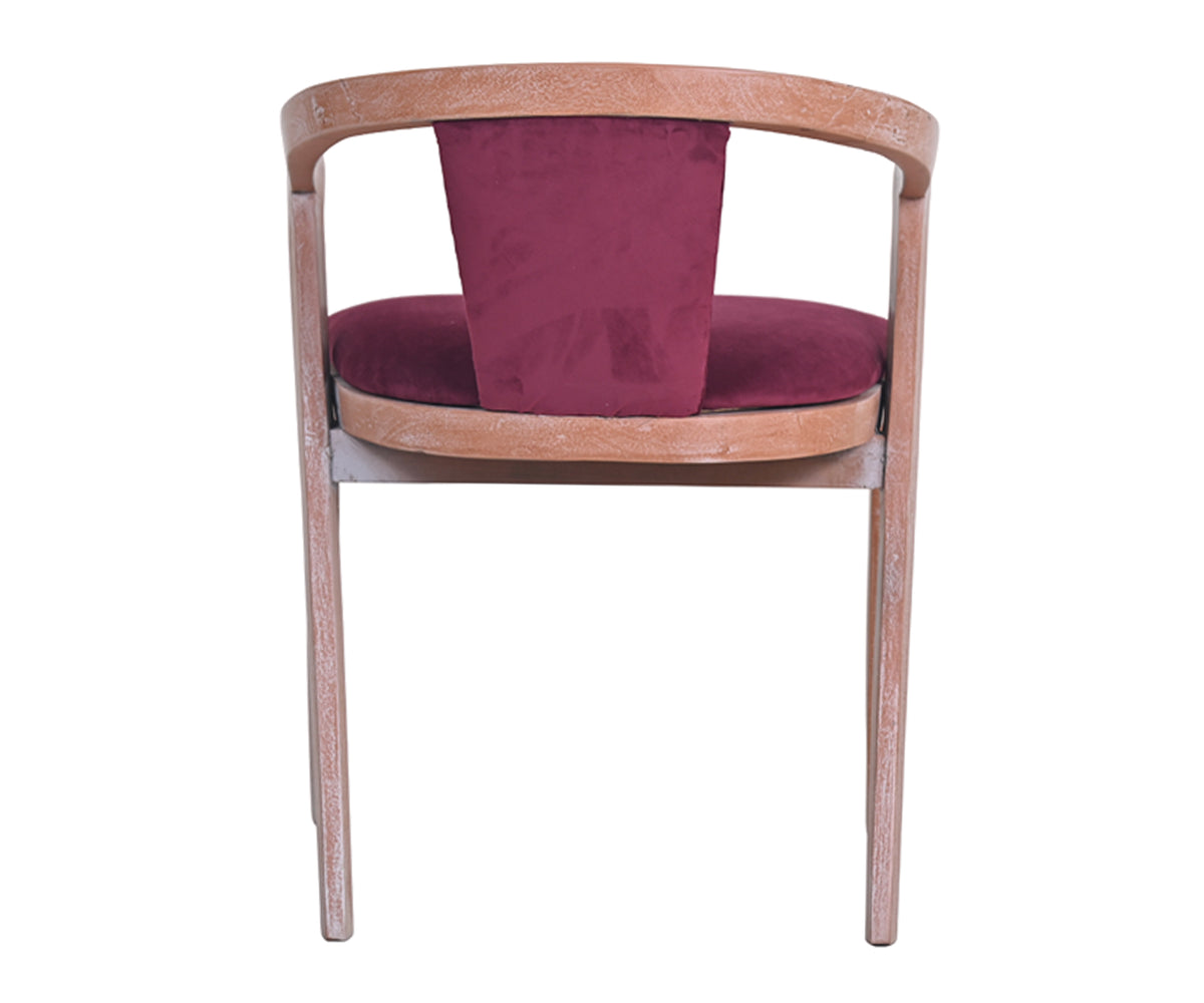 Curved Barrel Chair with Pink Cushioned Seat in Distress Finish