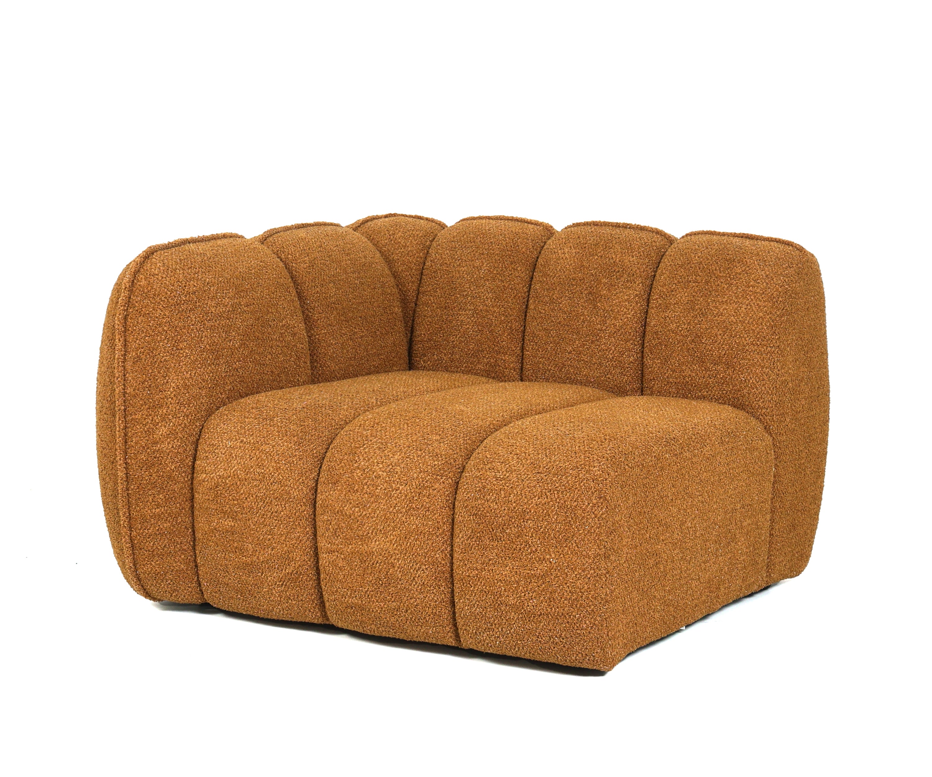 Bouclé Upholstered Channel-Tufted Sofa