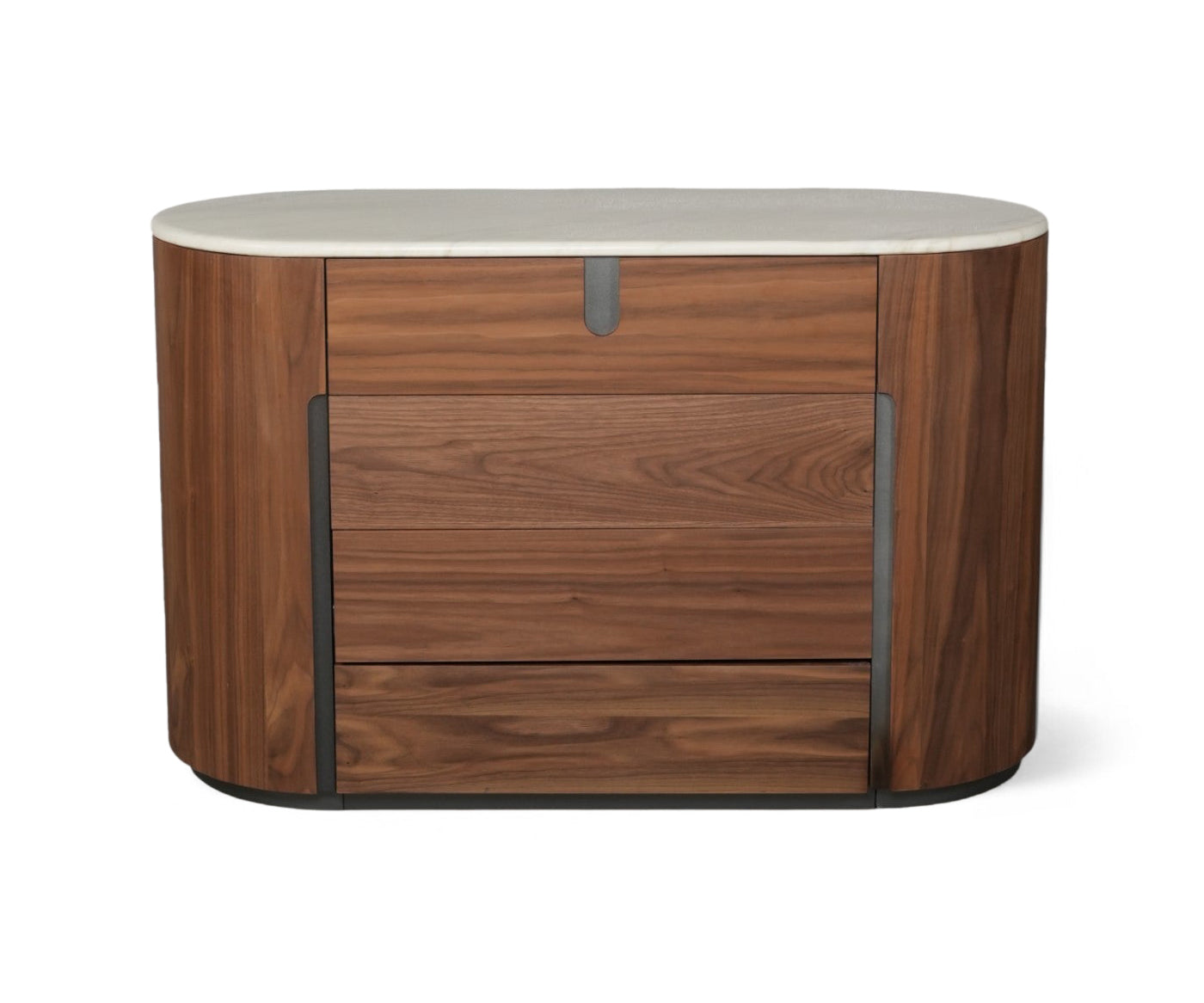 Modern Walnut Chest of Drawers with Marble Top