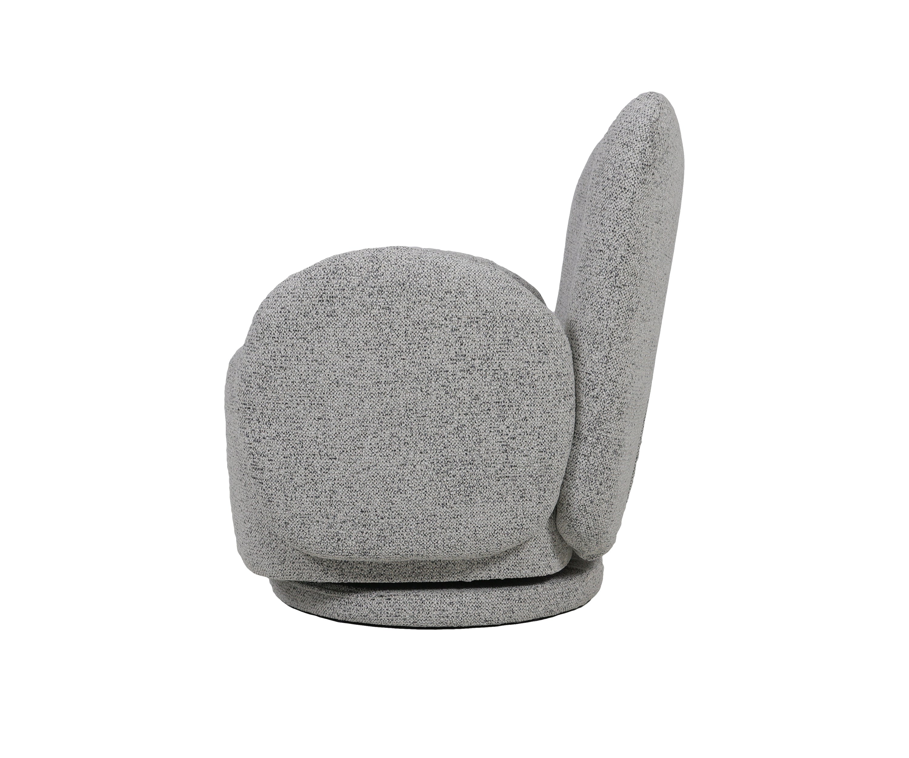 High-Back Swivel Accent Chair in Grey Boucle