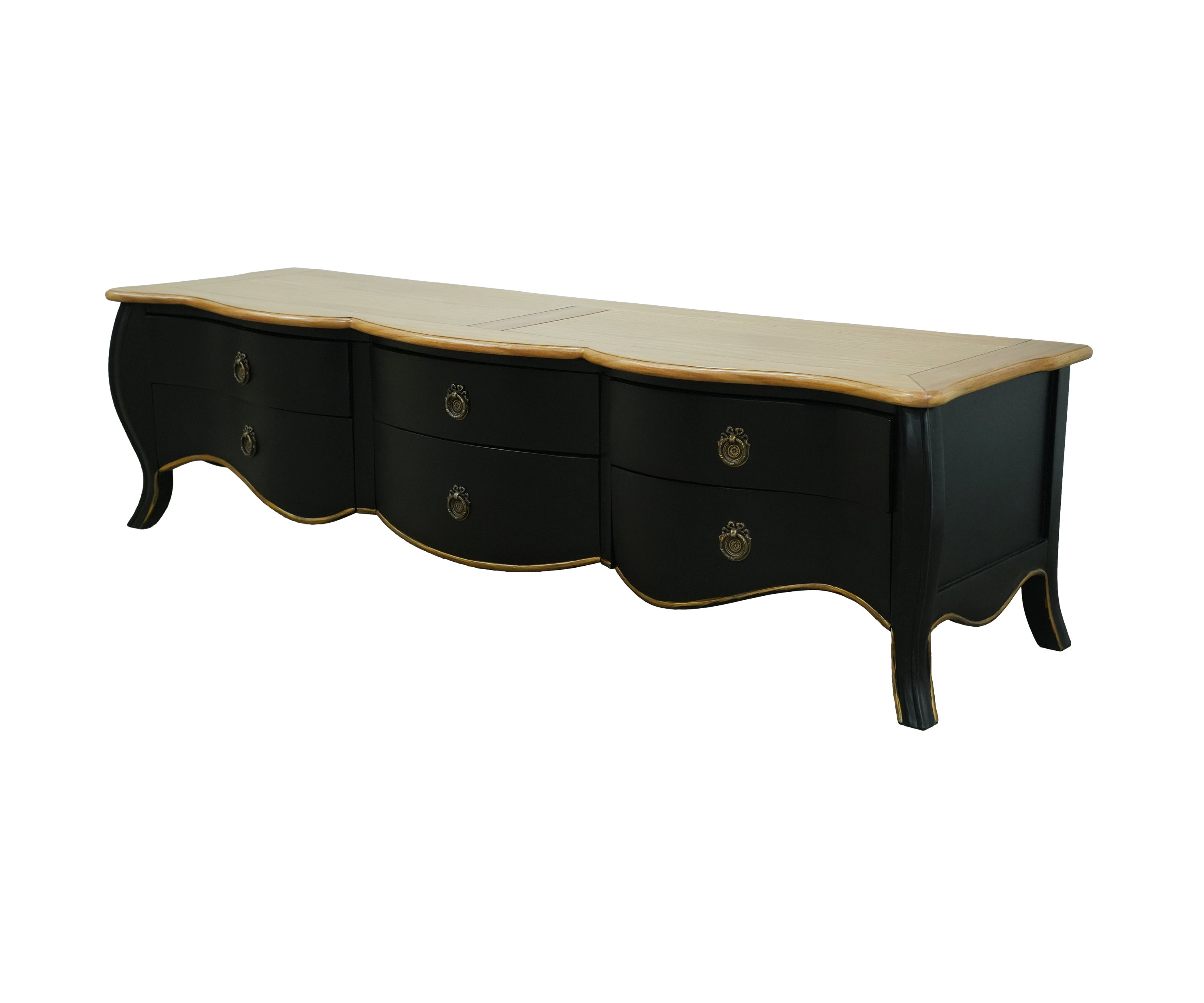 Antique Black & Gold French TV Unit