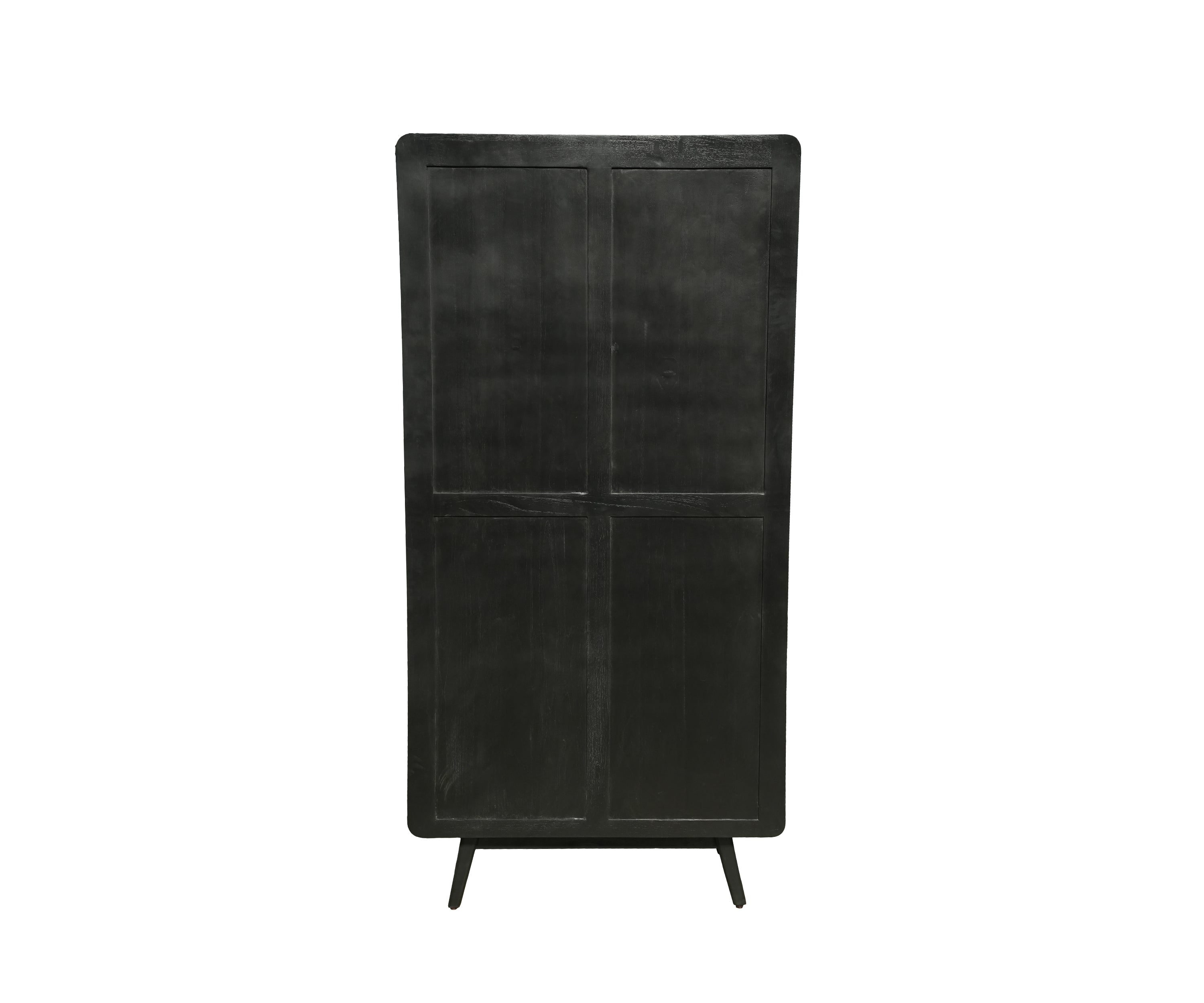 Black Teak and Cane Double Door Wardrobe with Drawers