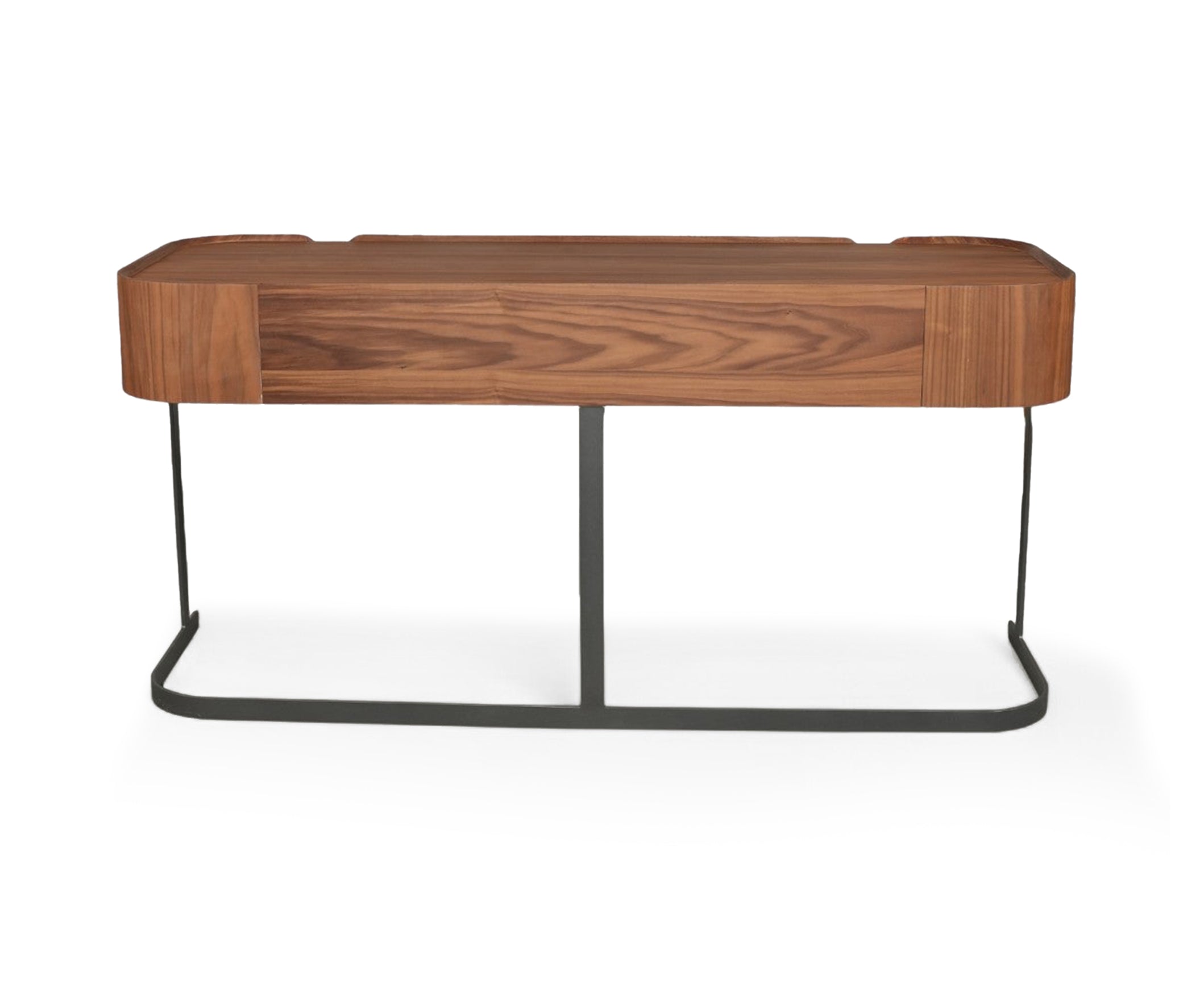 Modern Wooden Study Table with Metal Base and Storage Drawer