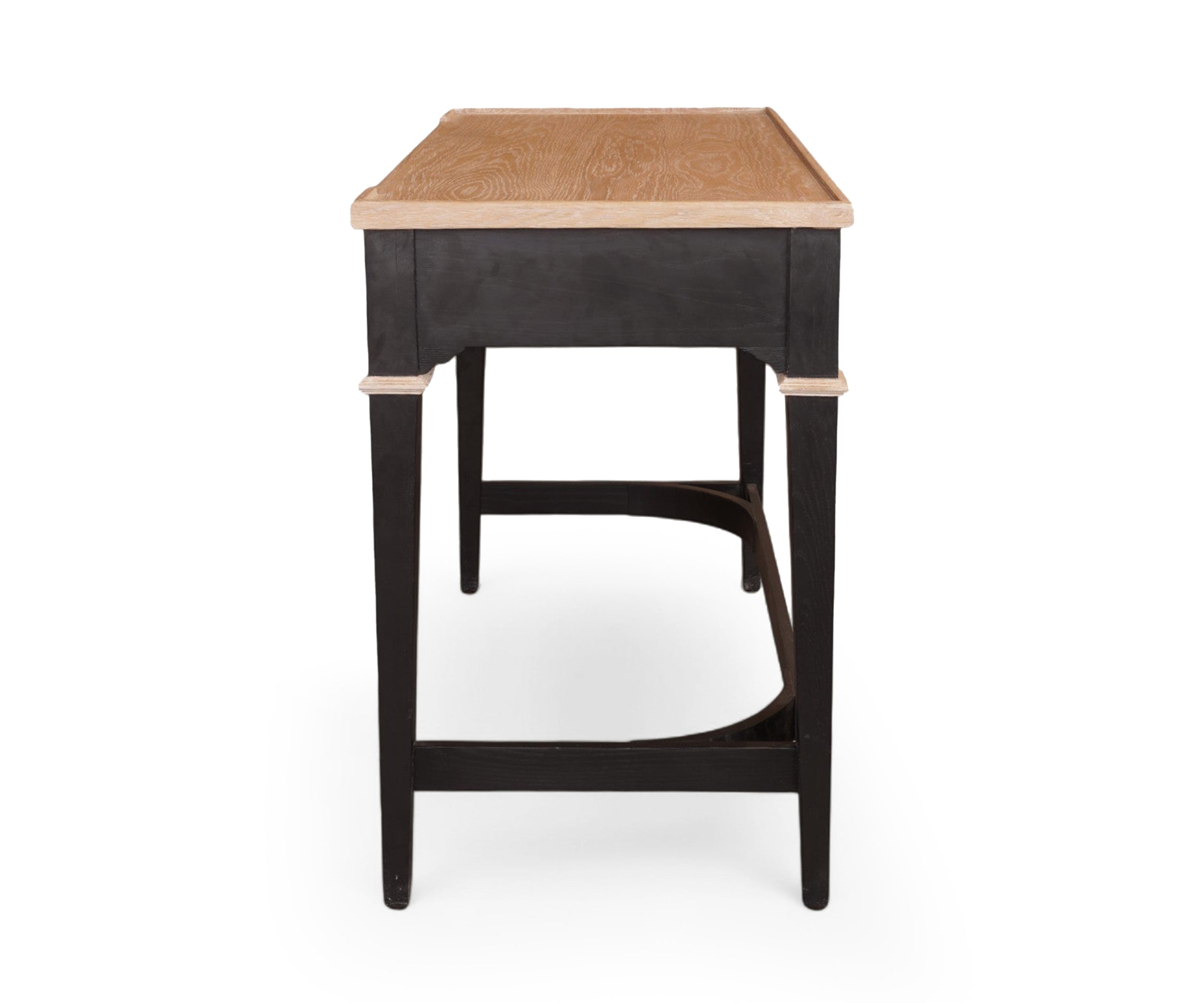 Two Tone Wooden Study Table with 2 Drawers and Curved Stretcher Base