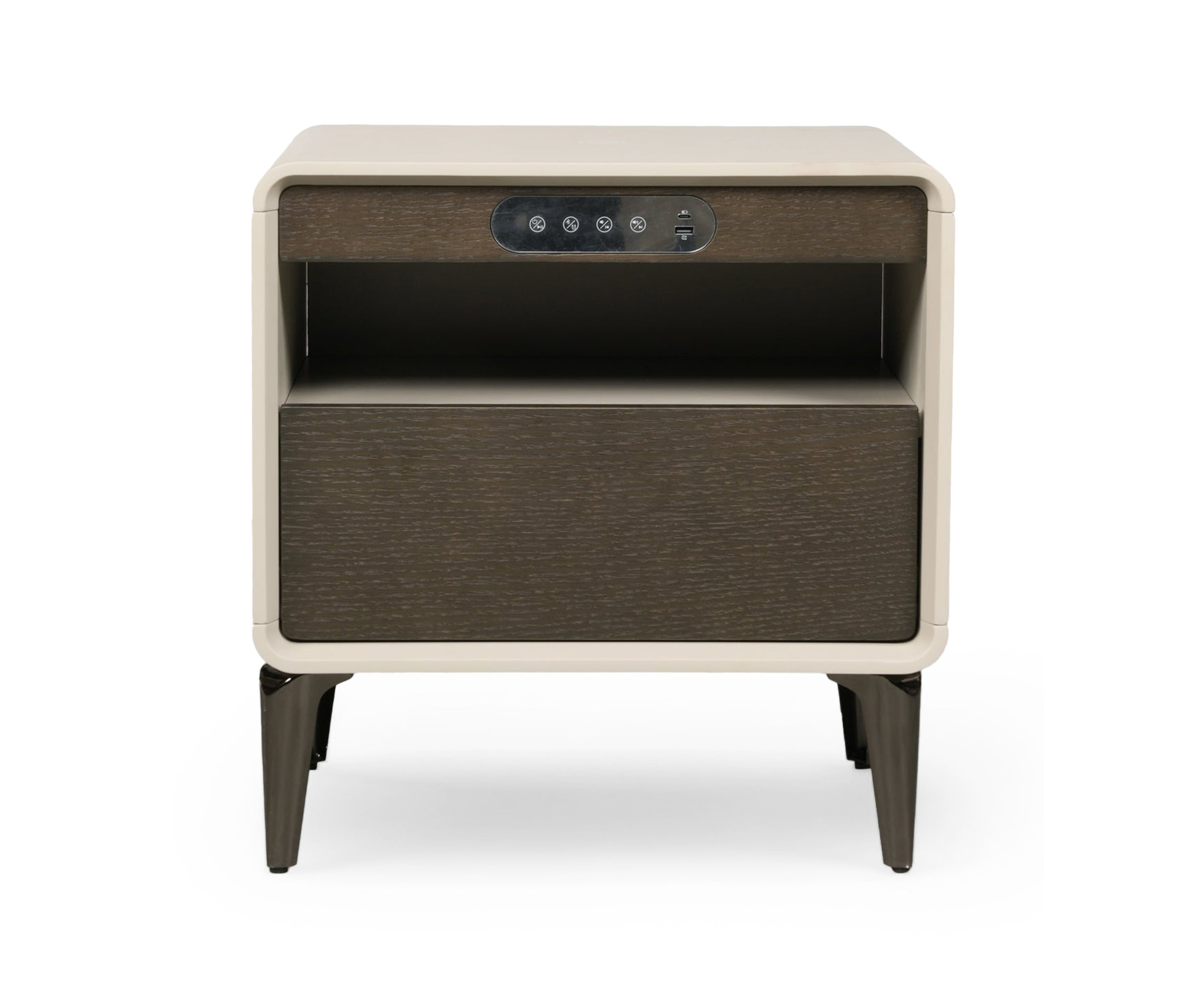 Taupe Smart Charge Bed Side Table with Drawer