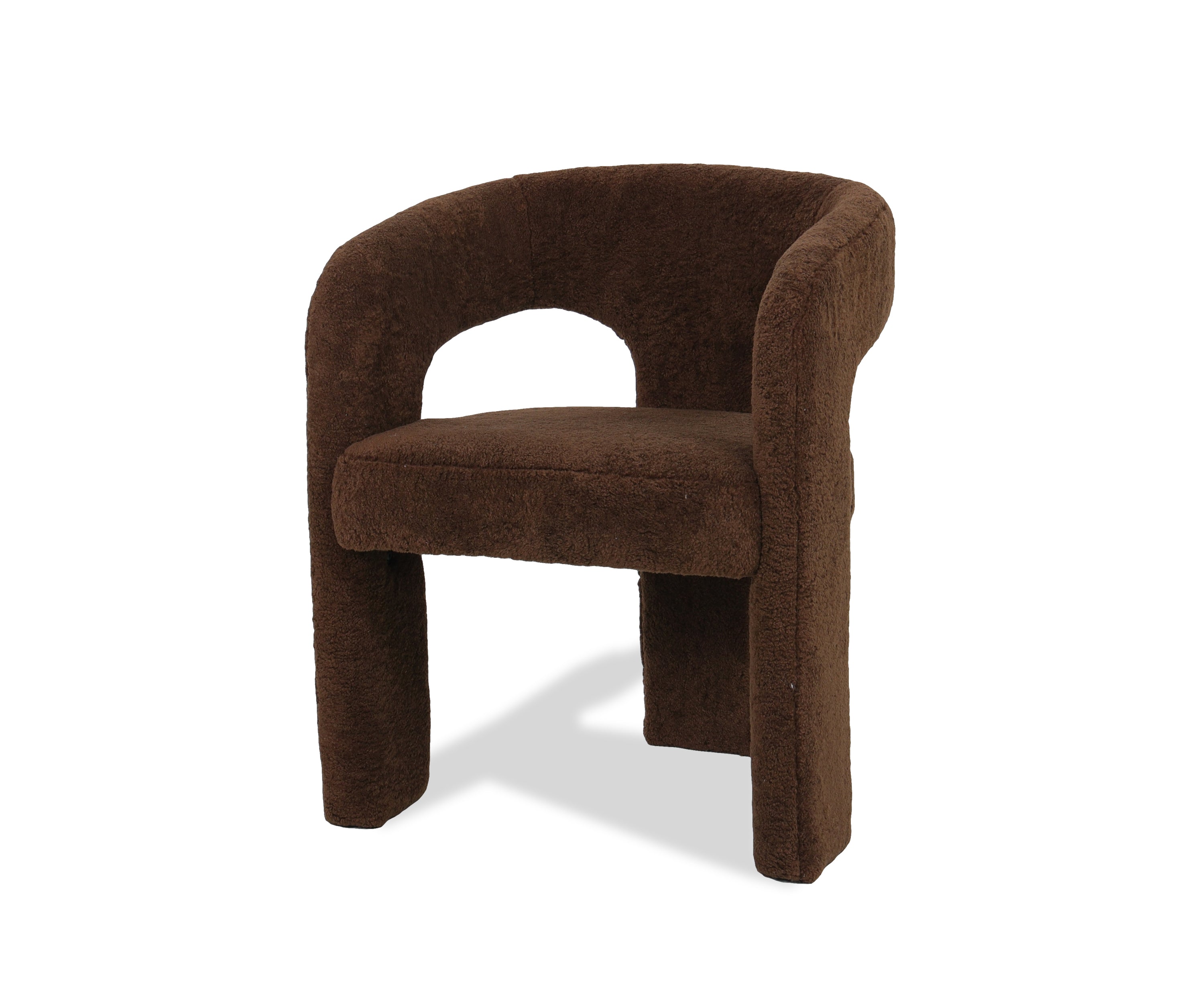 Chocolate Brown Plush T-Back Accent Chair