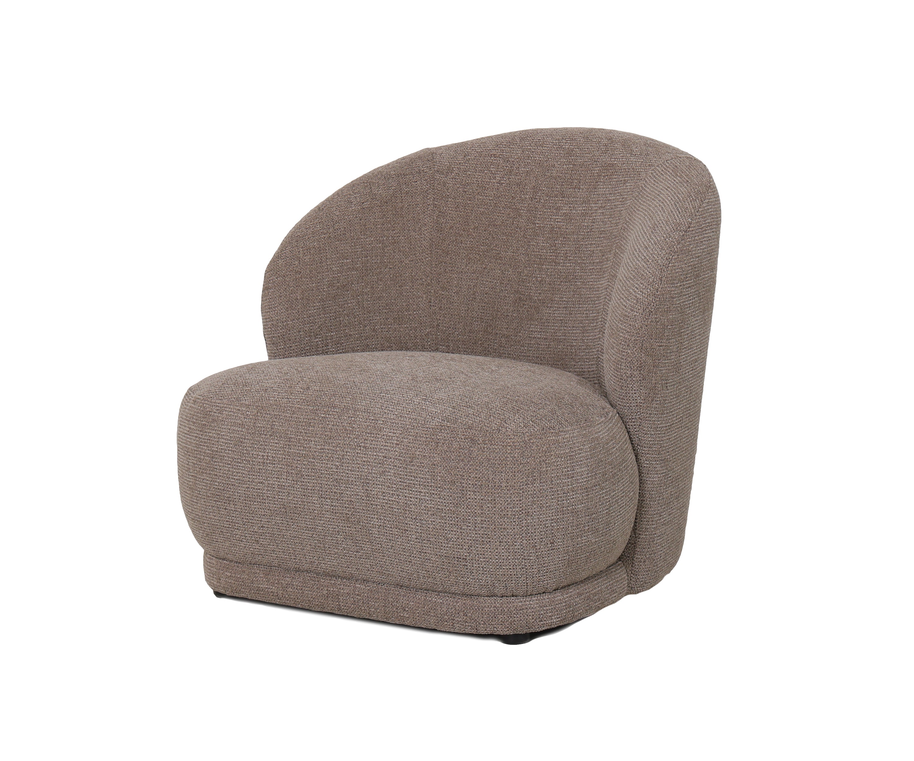 Curved Wrap-Around Boucle Armchair in Brownn