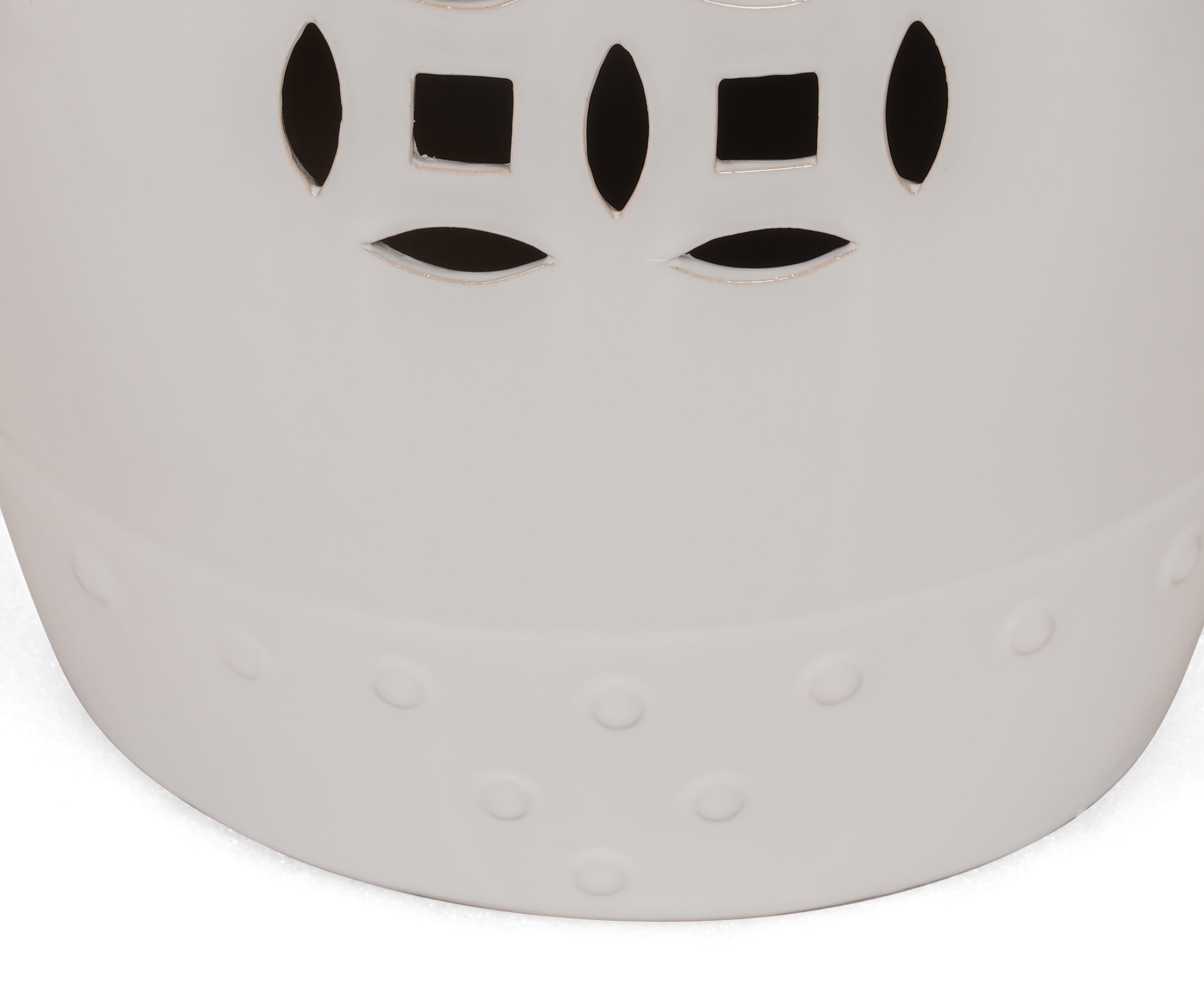 Glossy White Ceramic Side Table with Cut-Out Detail