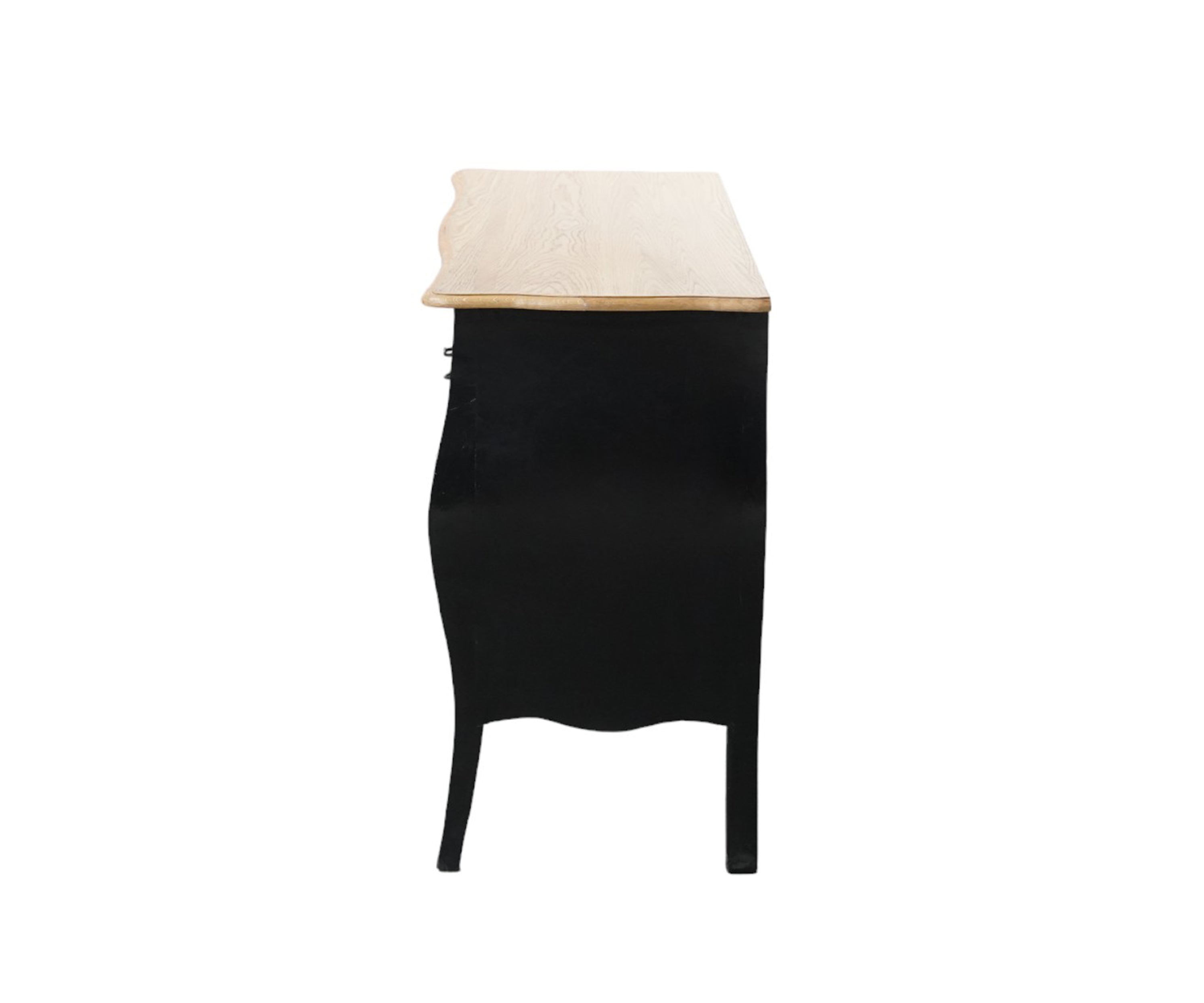 Two-tone Black French Provincial Chest of Drawers with Gold Accents