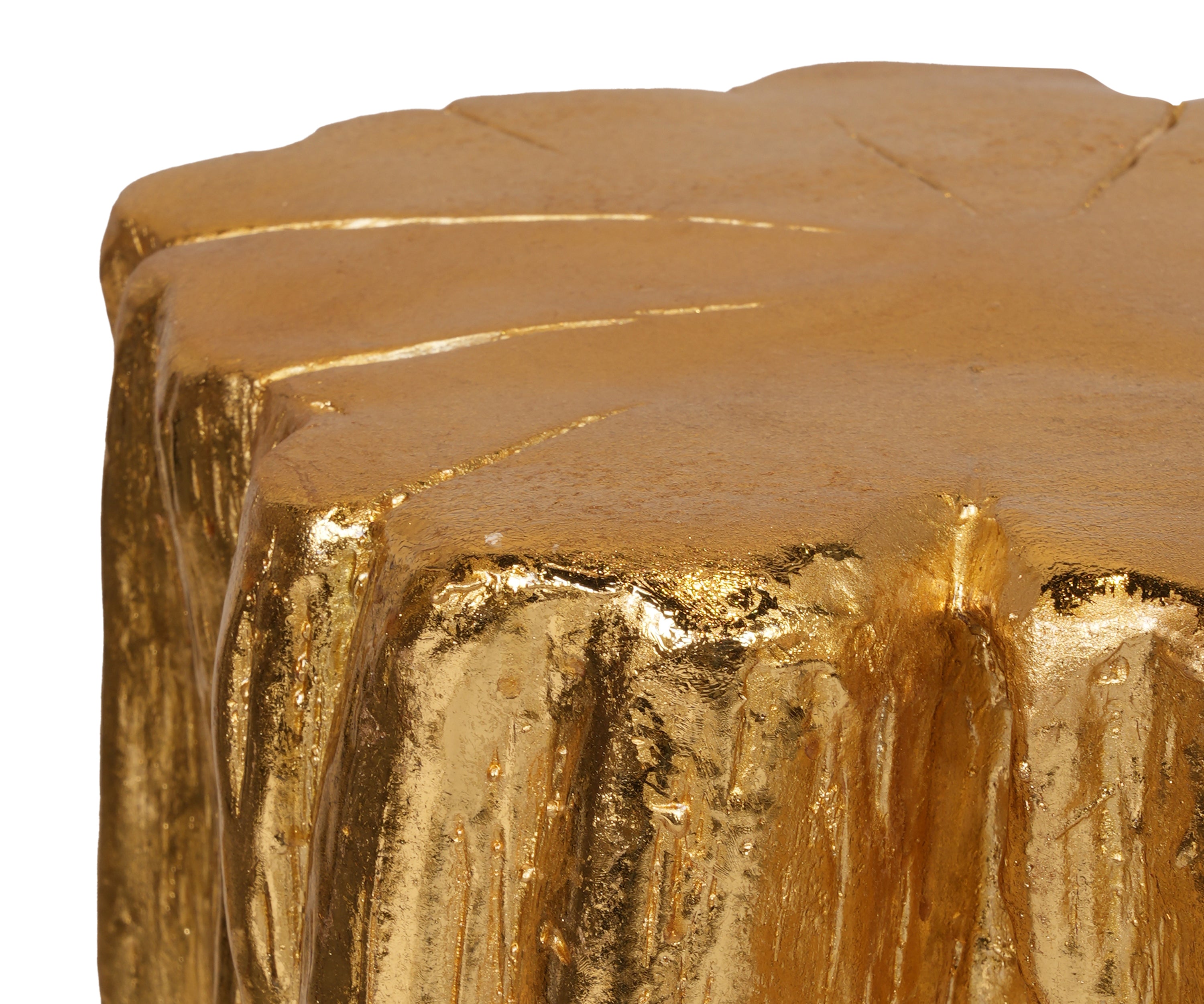 Gold Tree Trunk Accent Stool Side Table