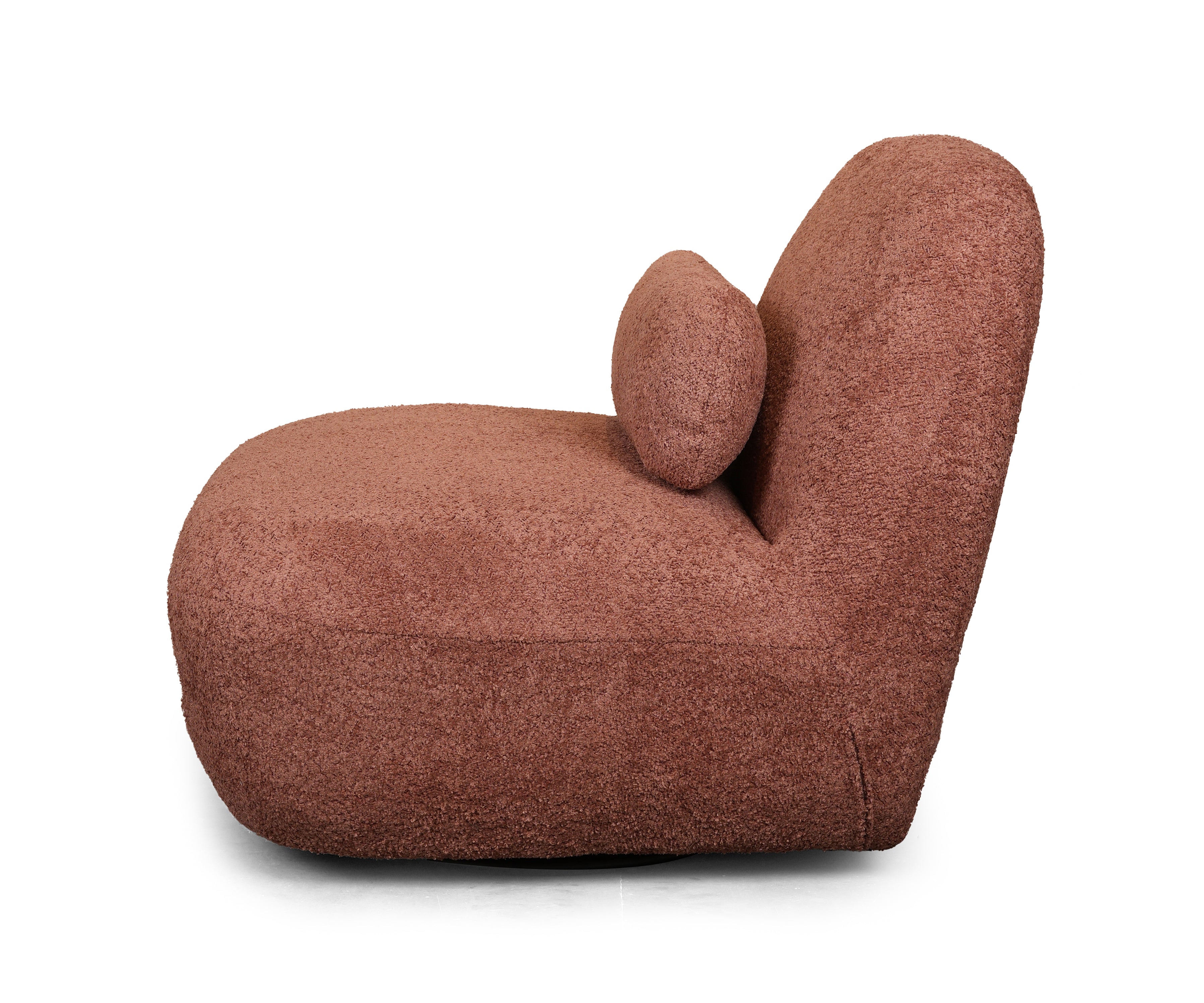 Rust Bouclé Swivel Lounge Chair