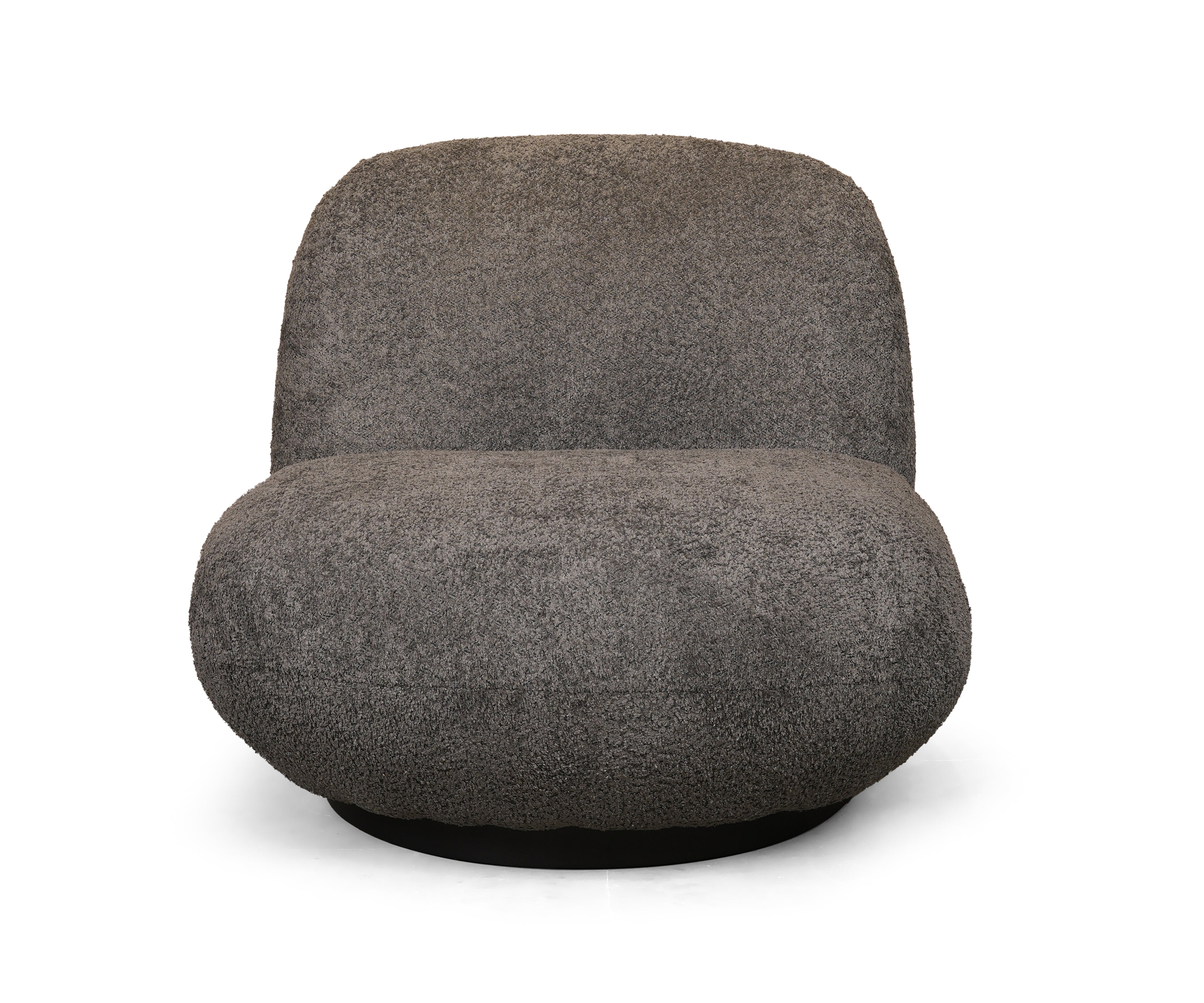 Charcoal Bouclé Swivel Lounge Chair