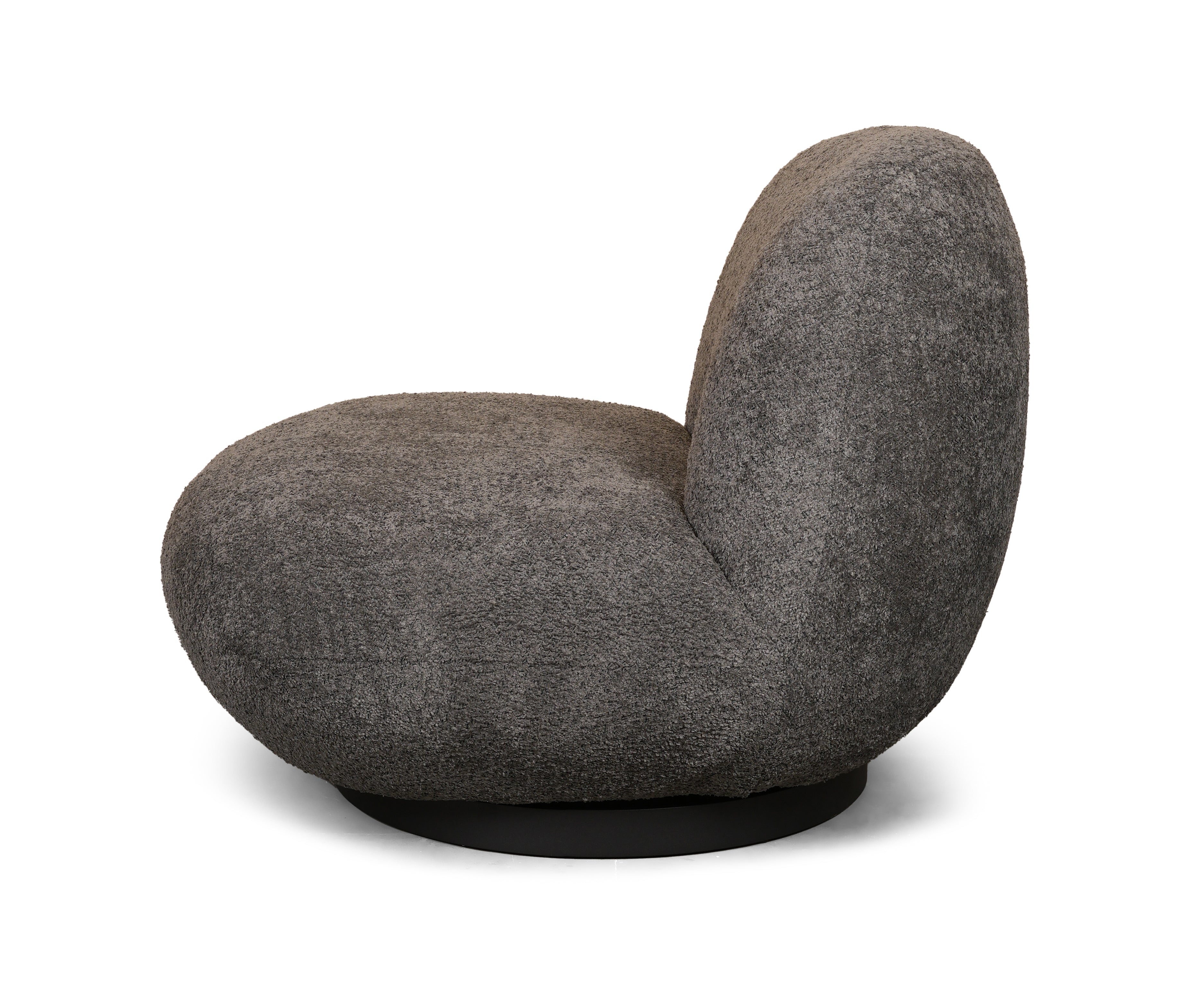 Charcoal Bouclé Swivel Lounge Chair