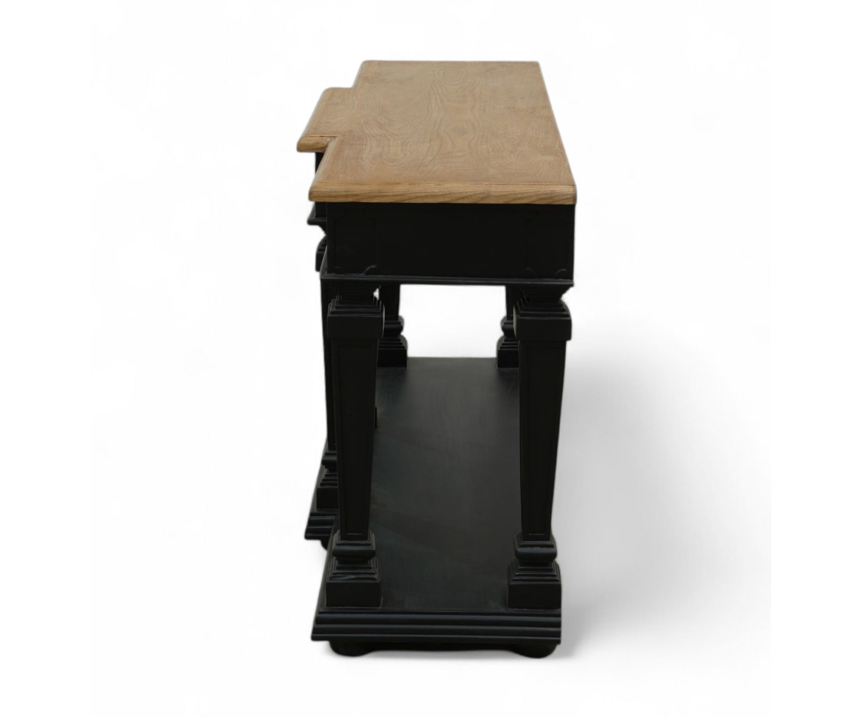 French Style Two-Tone Solid Wood Console Table with 3 Drawers and Shelf