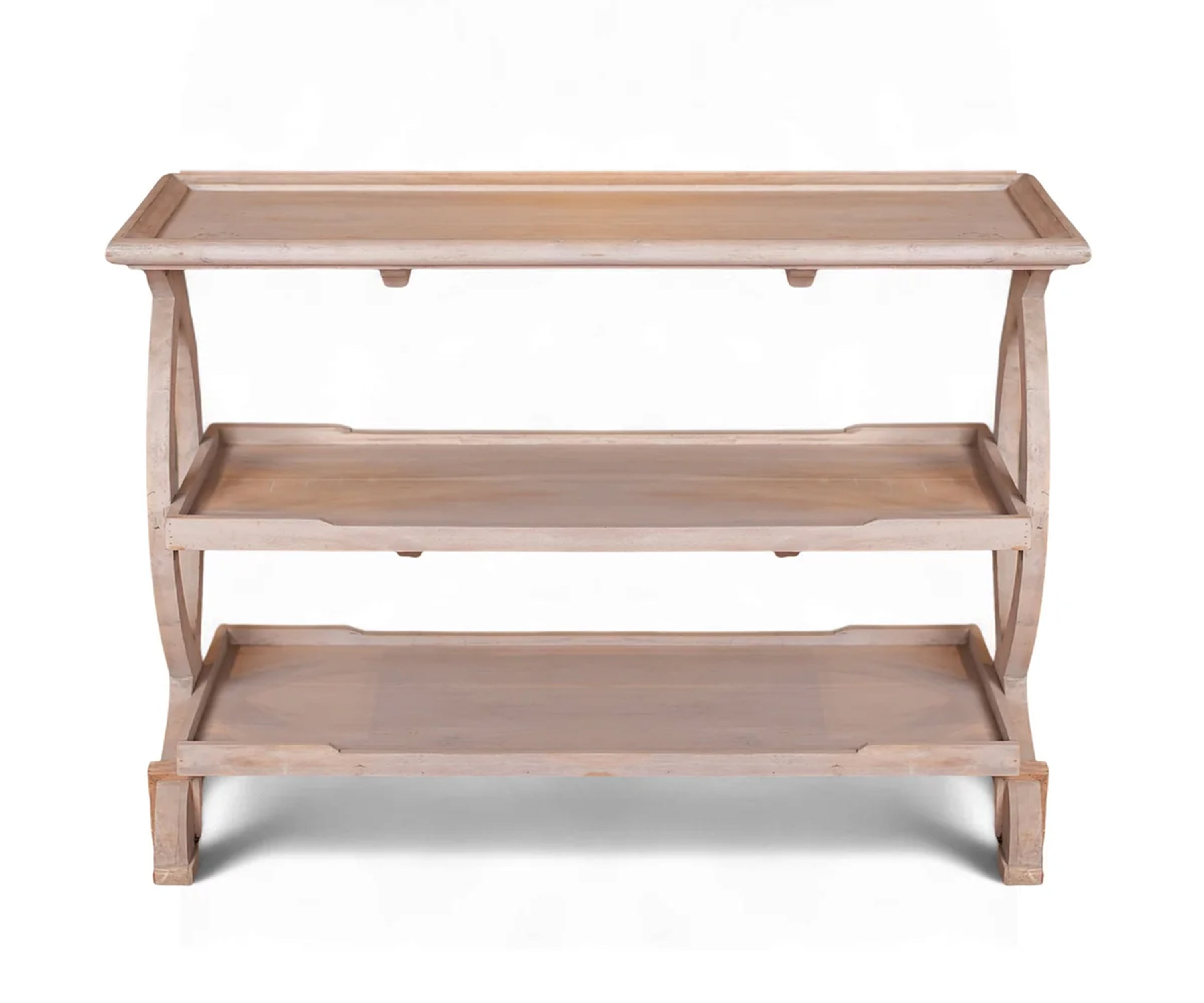 Solid Wood 3 Tier Display Console Table with Circular Side Supports