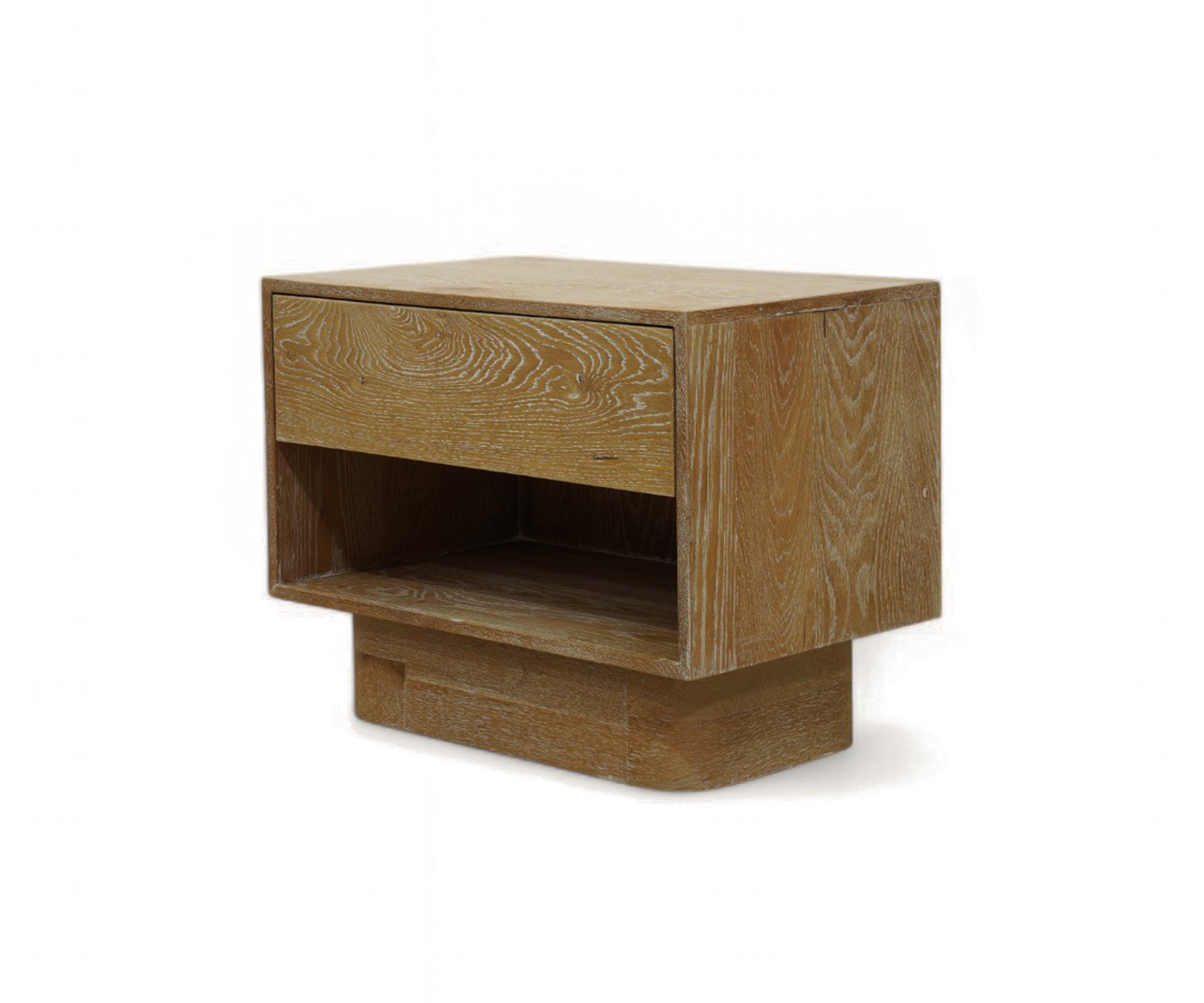 Natural Oak Floating Silhouette Nightstand with Drawer & Open Cubby