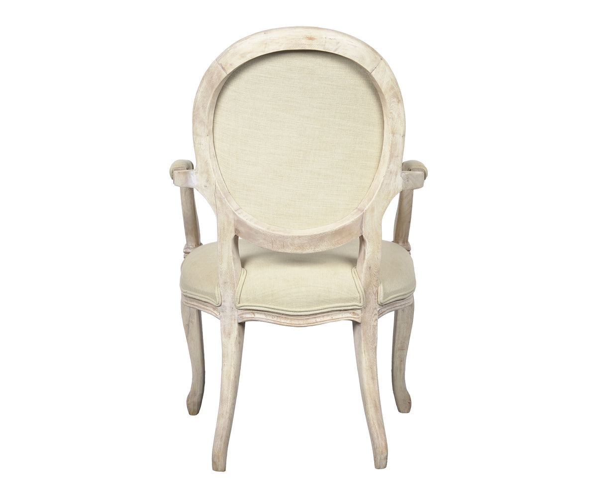 French Style Botanical Pattern Armchair with Oval Backrest
