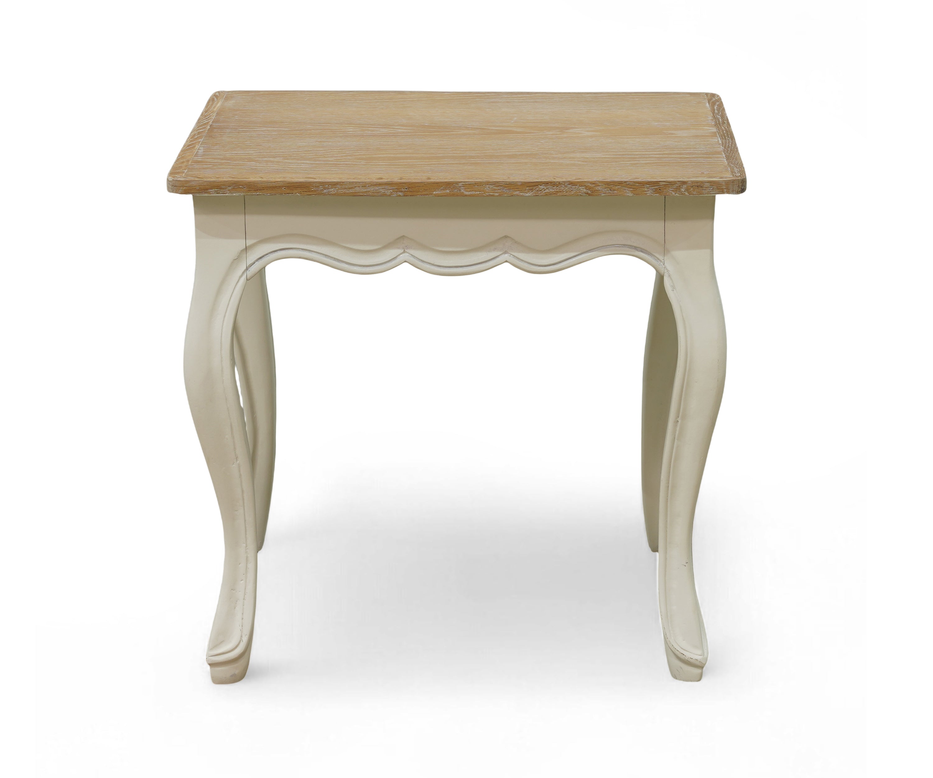 French Country Wooden Side Table with Cabriole Legs