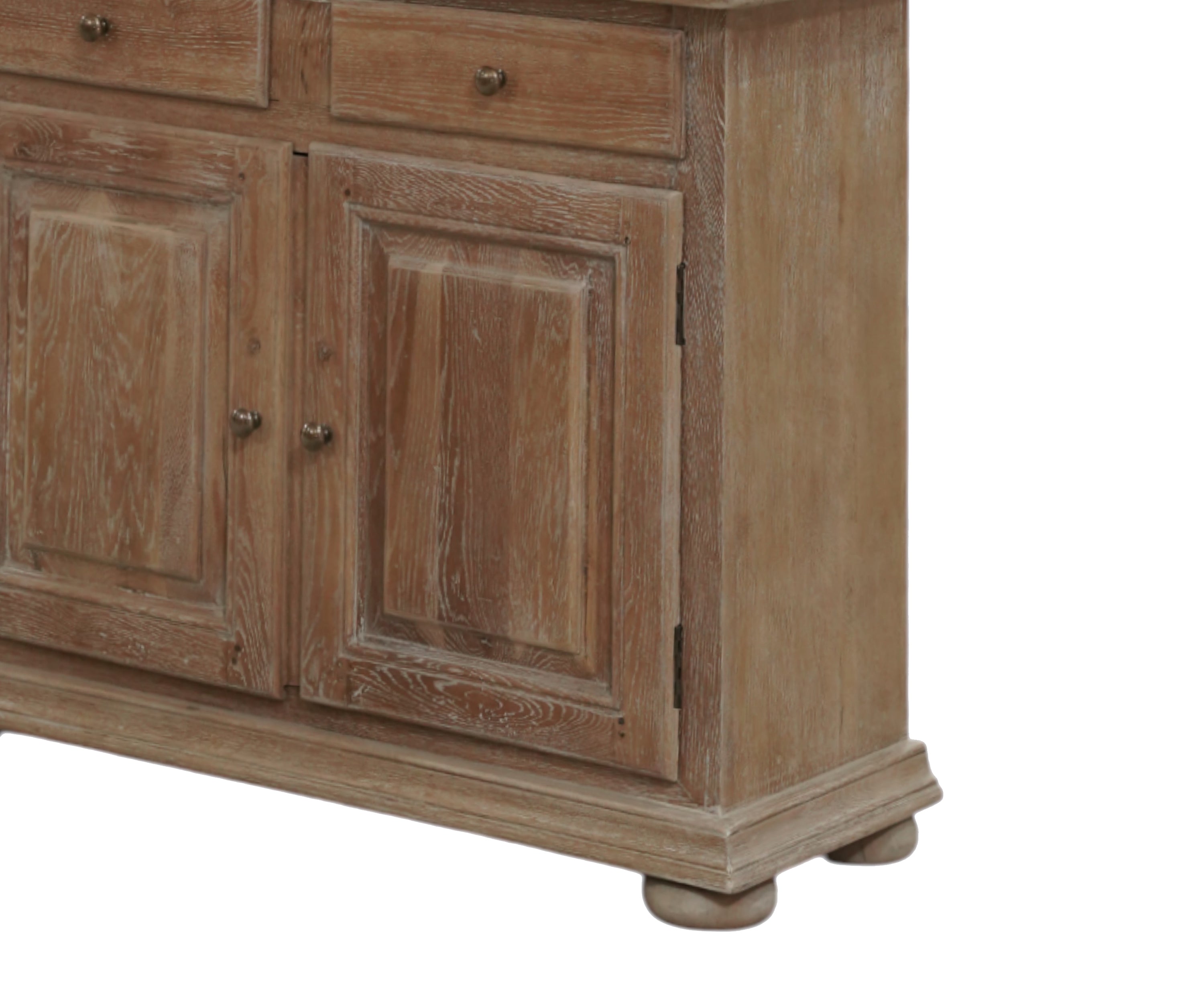 Oak Wood Wardrobe with Mesh Metal Doors & Drawers