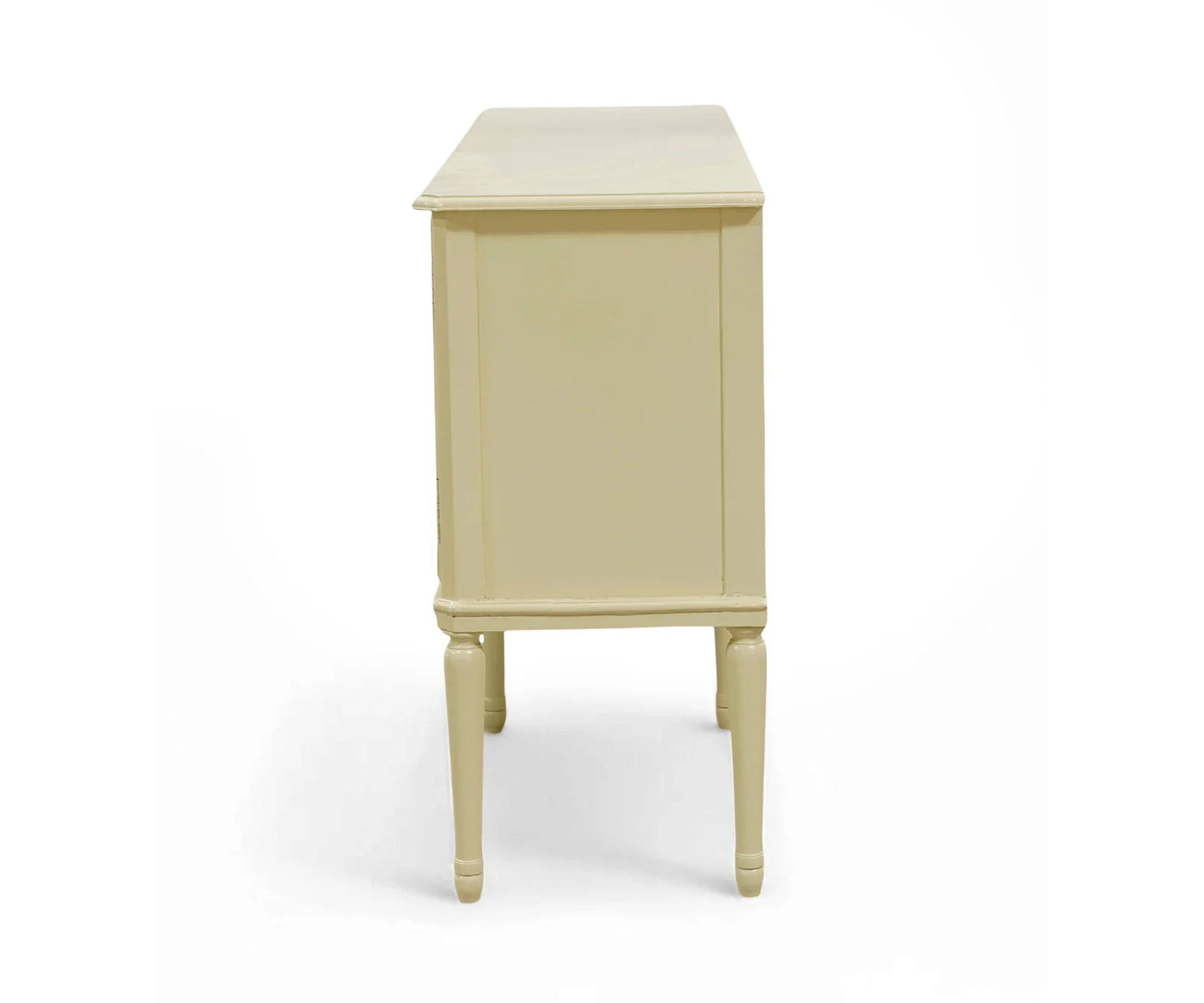 Classic Cream Solid Wood Media Cabinet with Glass Doors