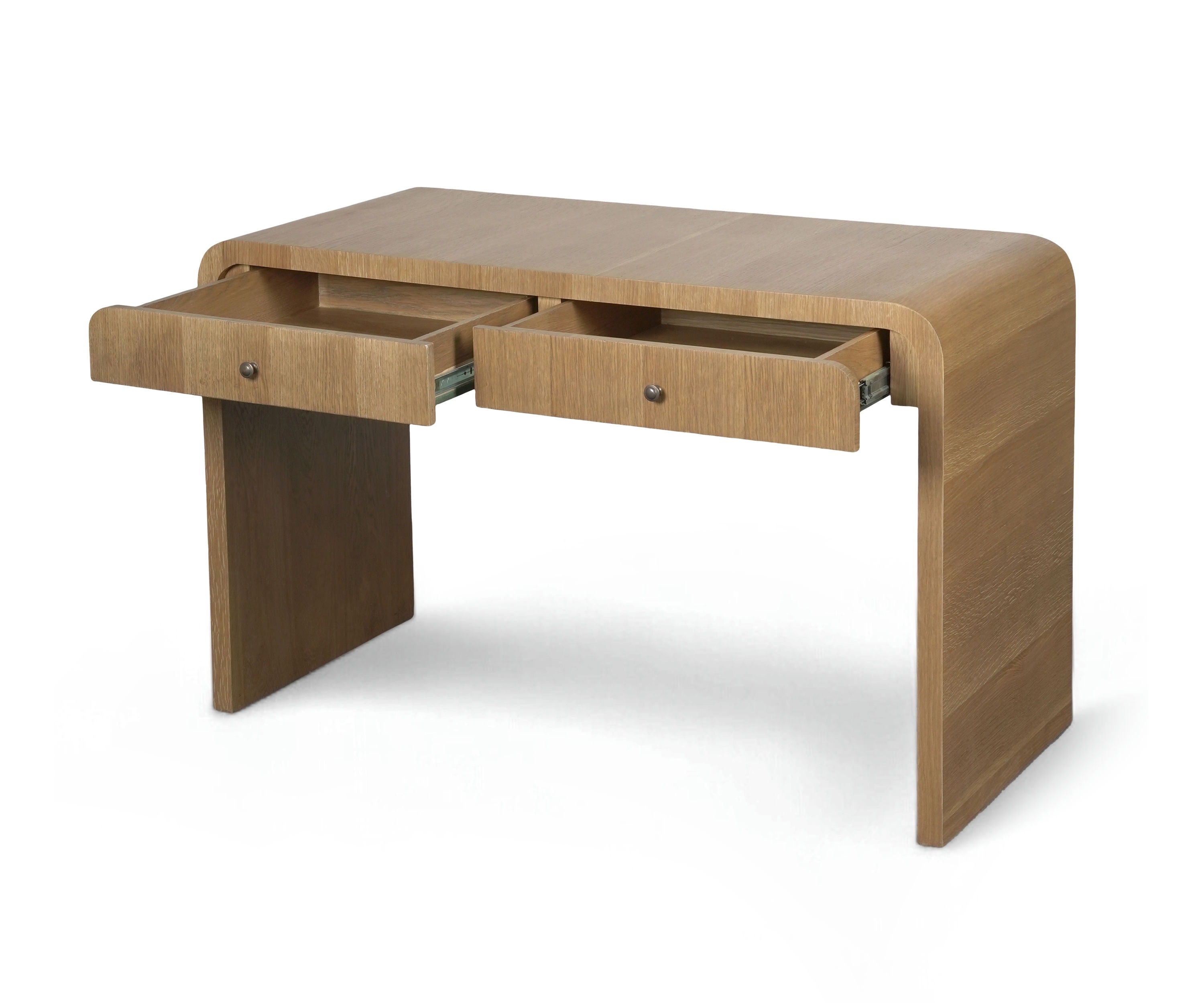 Modern Wooden Study Table with Curved Waterfall Design and 2 Drawers