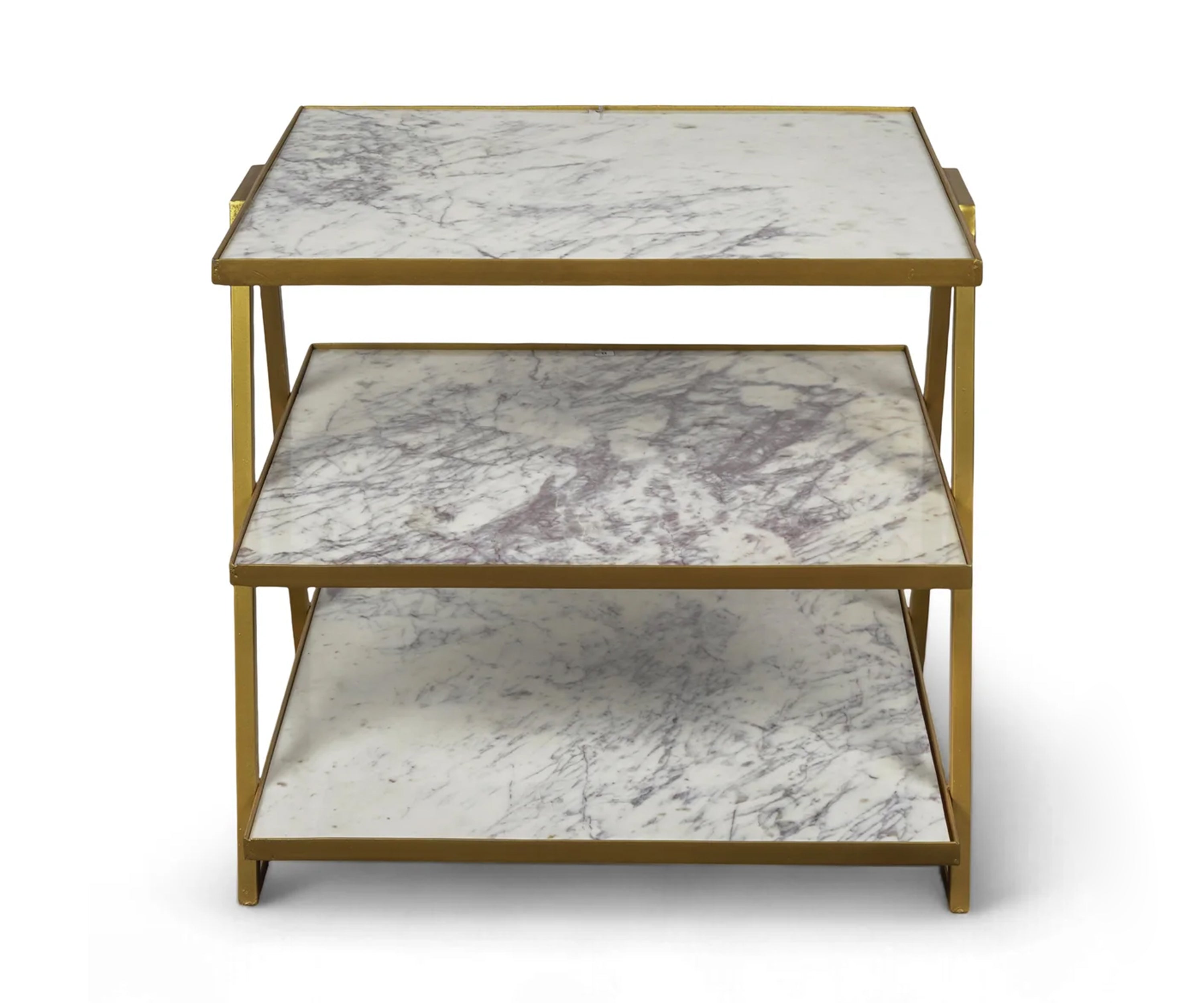 Modern Marble and Gold Metal 3 Tier Display Shelf