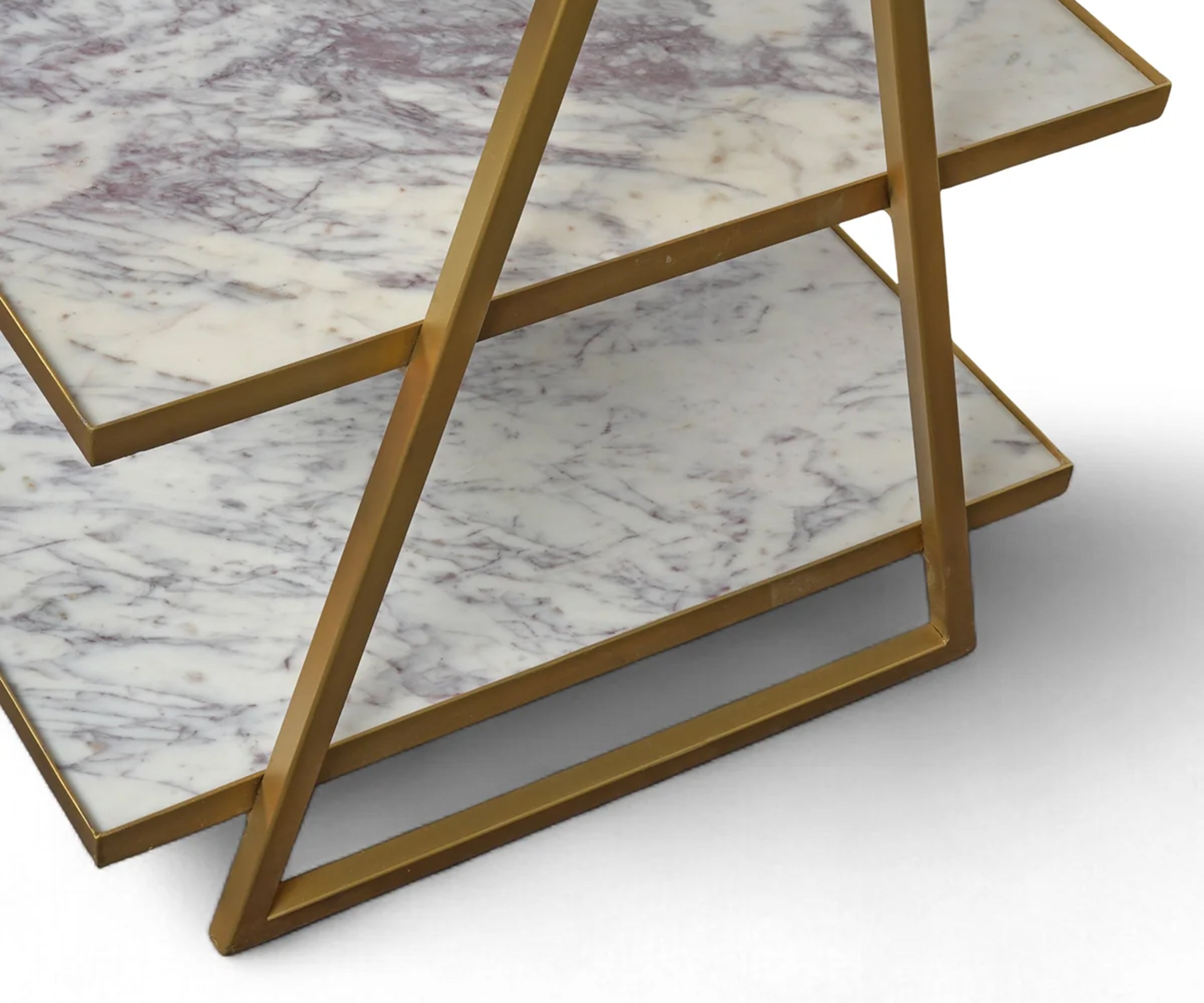 Modern Marble and Gold Metal 3 Tier Display Shelf