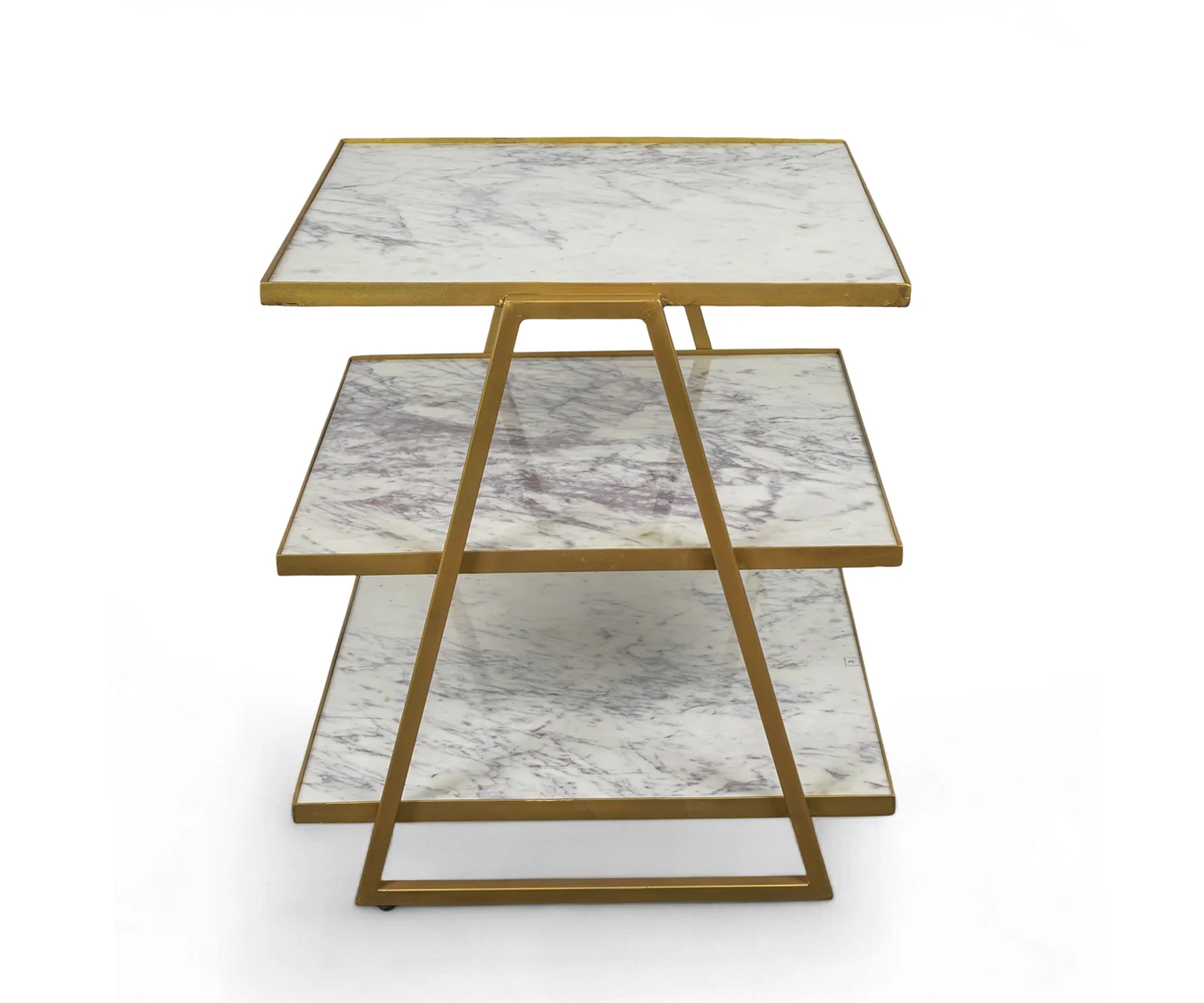 Modern Marble and Gold Metal 3 Tier Display Shelf