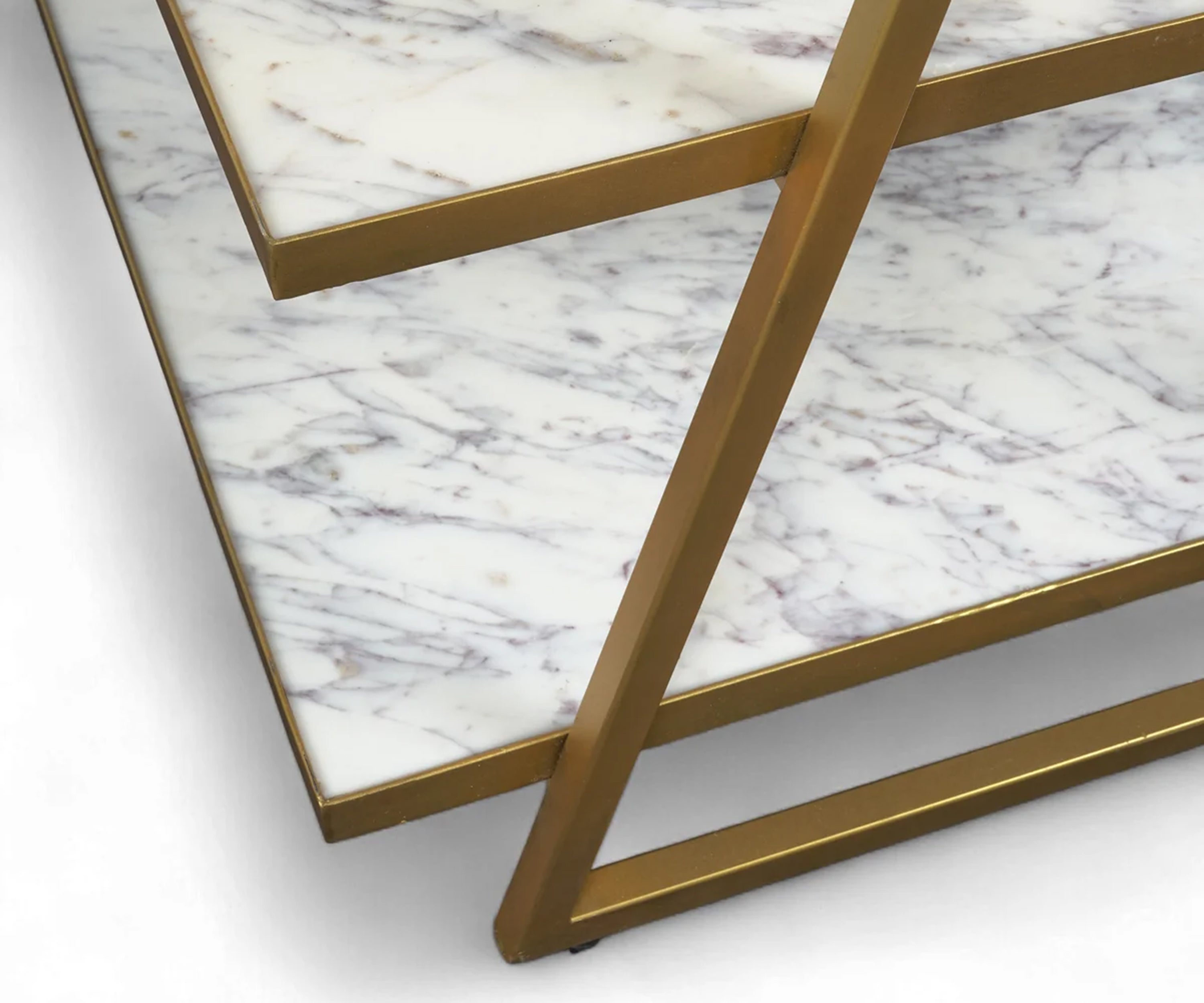 Modern Marble and Gold Metal 3 Tier Display Shelf