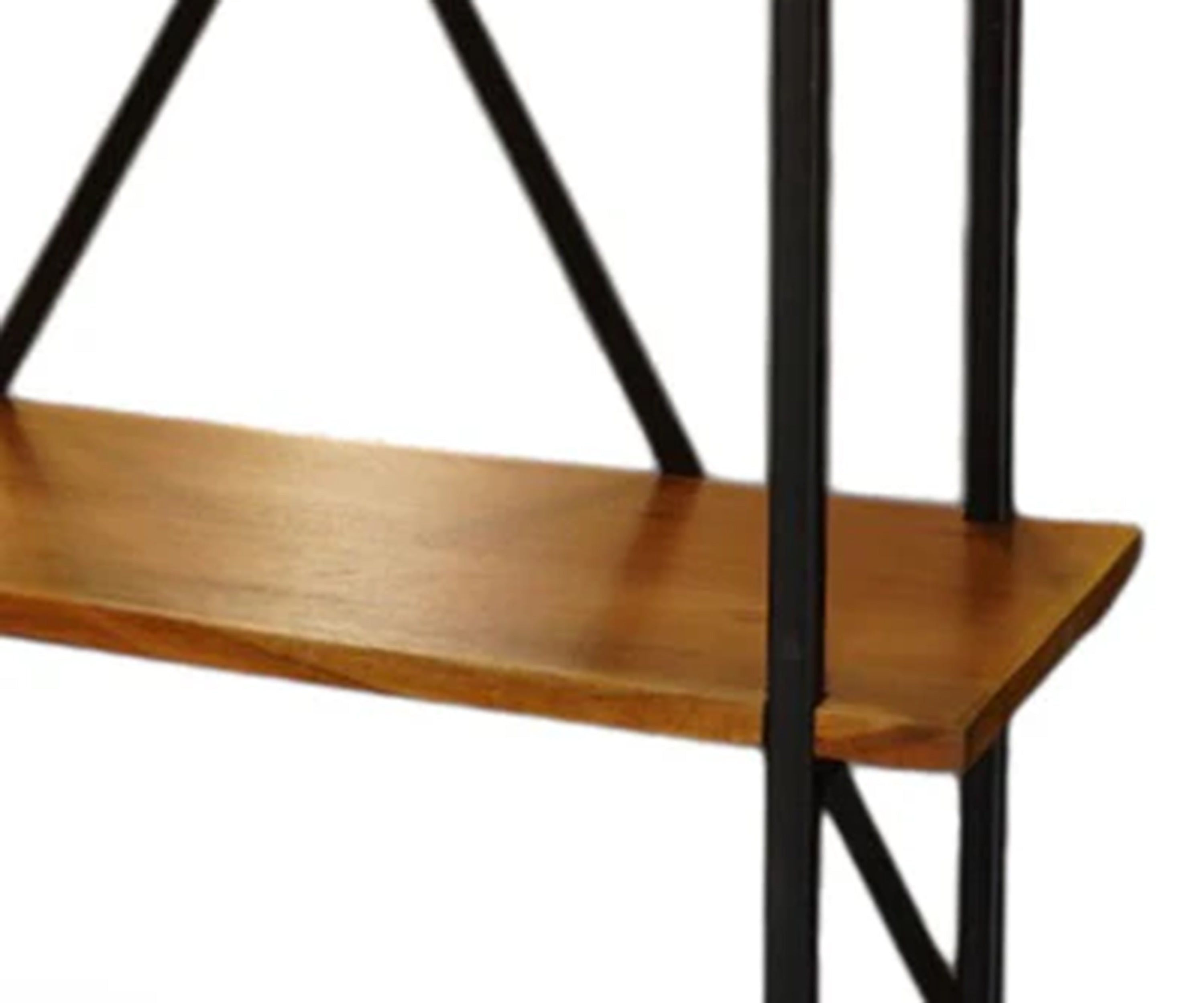 Industrial Wood and Metal Open Bookshelf with Cross Back