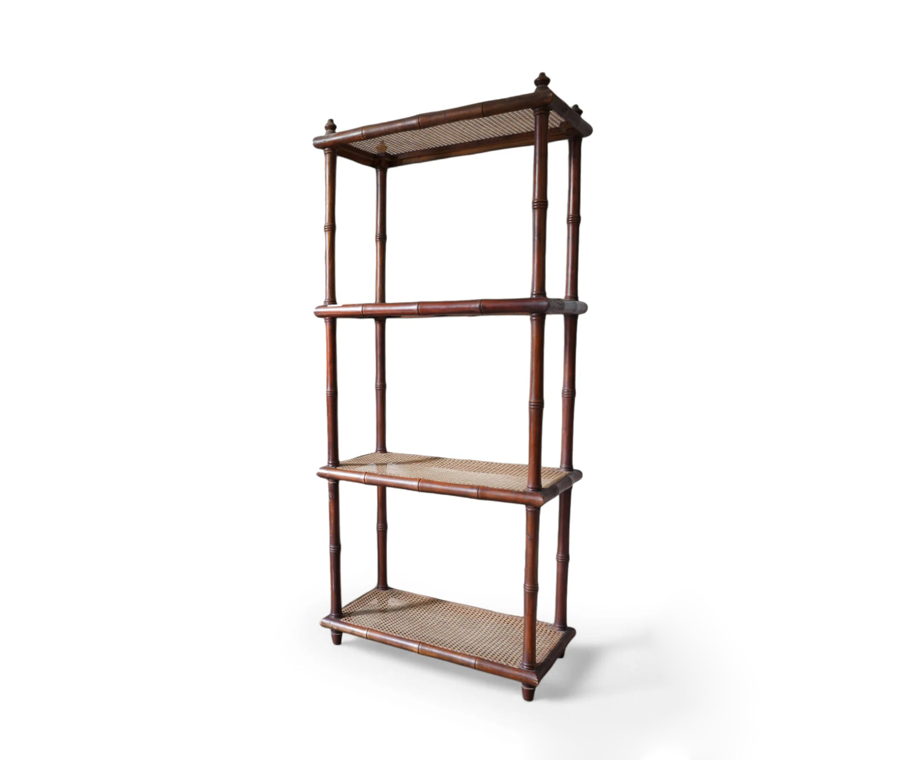 Vintage Bamboo Style Wooden Cane Display Shelf