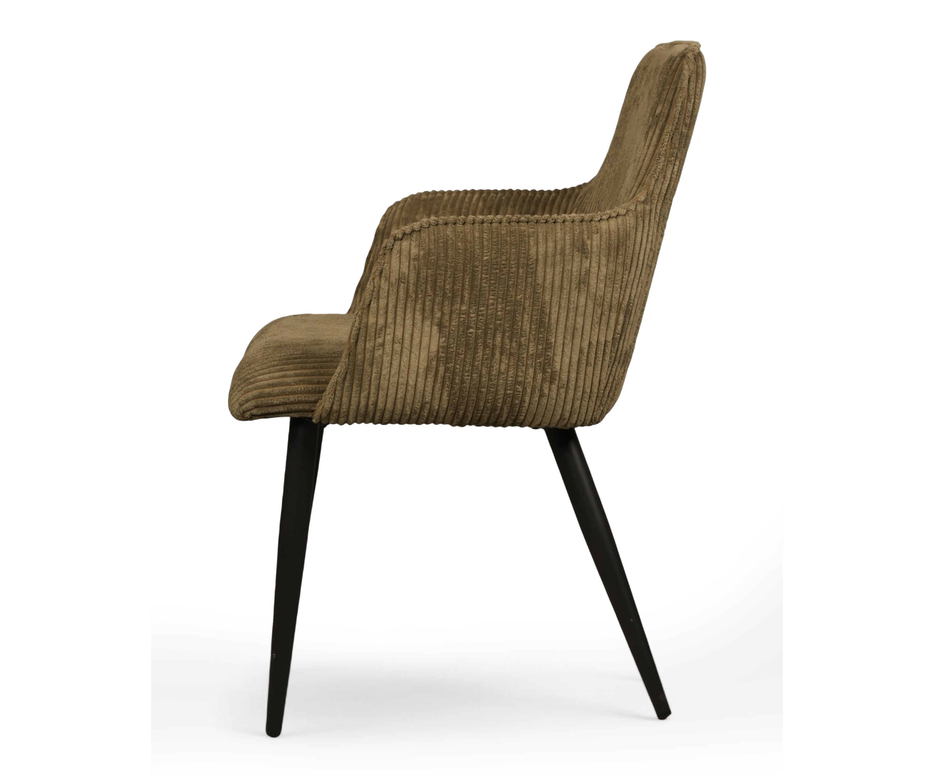 Taupe Corduroy Dining Armchair with Black Wooden Legs
